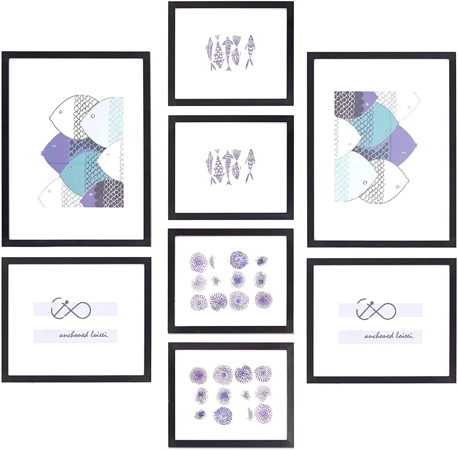 8 Piece Picture Frames 8x10 10x12 12x16 Wood White Photo Frame Wall Hanging for Family Wedding