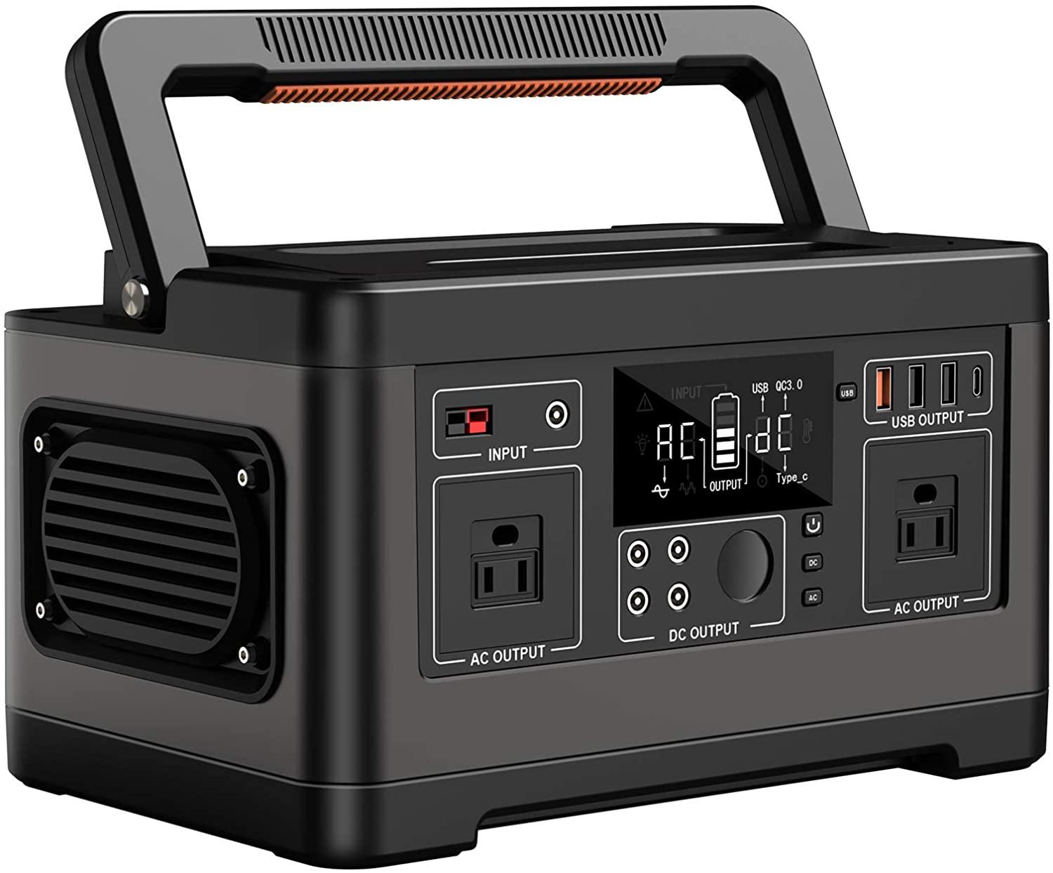 Portable Generator Power Station 500, 110V/520Wh 3 Charging ways & 9 Outlets, LED Display & Flashlight, Mobile Solar Generator (Solar Panel Optional), for CAPA Outdoors Camping Travel Emergency - Luckyermore
