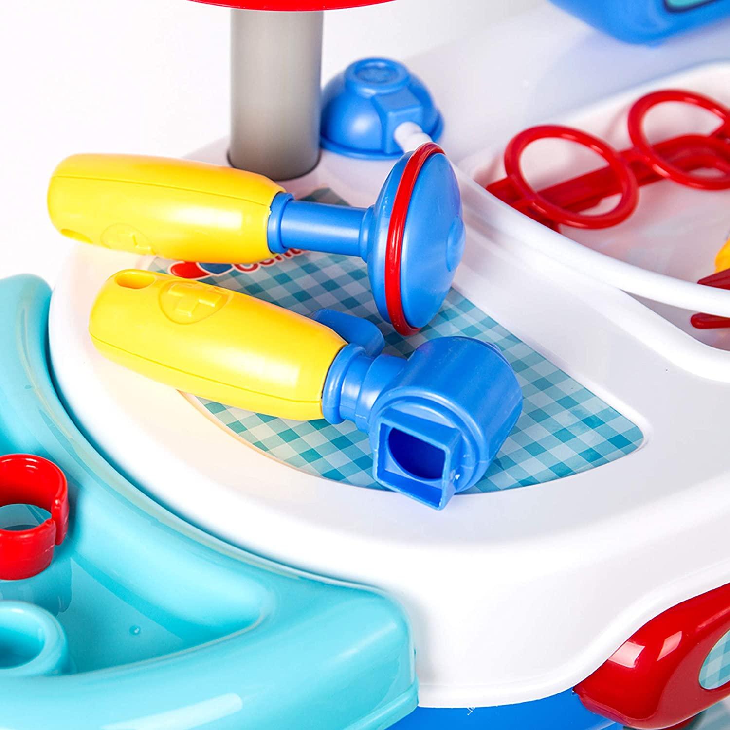 Pretend Medical Toy Doctor Kit for Toddler Dentist Playset-15 Medical Equipment with a Sturdy Medical Table