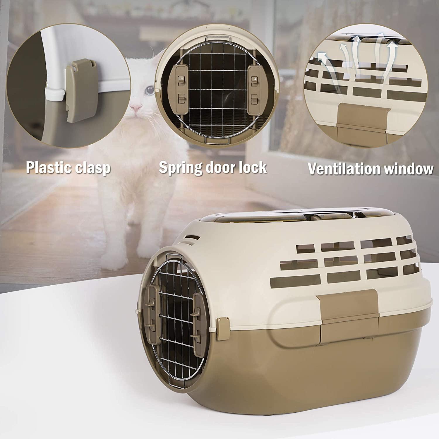 Pet Travel Cage Pet Hard-Side Carrier Plastic Pet Travel Kennel for Dog,Heavy Duty Dog Carrier Easy Assembly Pet Airline Box Portable Cage,Animal Carrier - Luckyermore