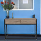 Entryway Console Table Hallway with 2 Drawers Wooden Metal Narrow Sofa Table with Two Storage Compartments Brown
