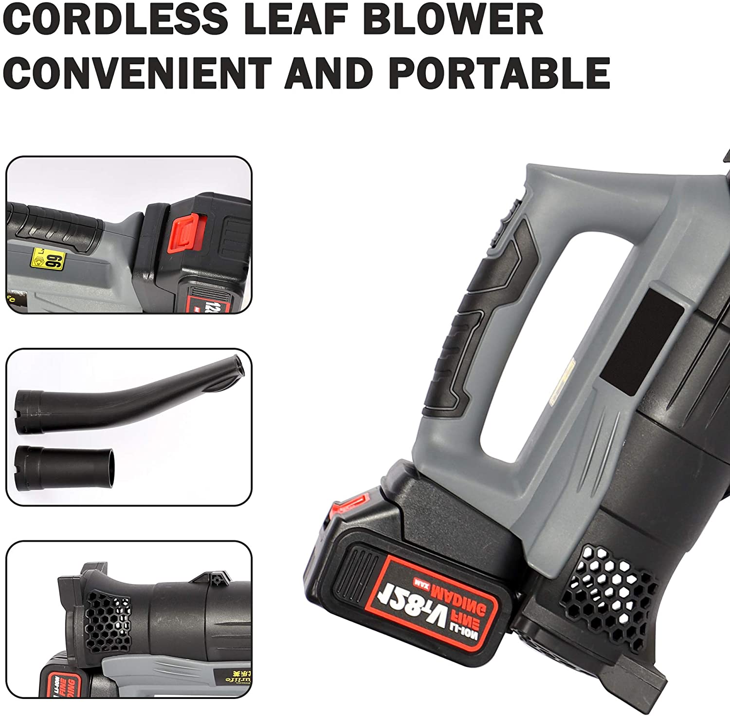 Cordless Leaf Blower 20V 4.0Ah 124MPH Variable Speed Lithium Battery and Charger Included for Lawn Care -Black