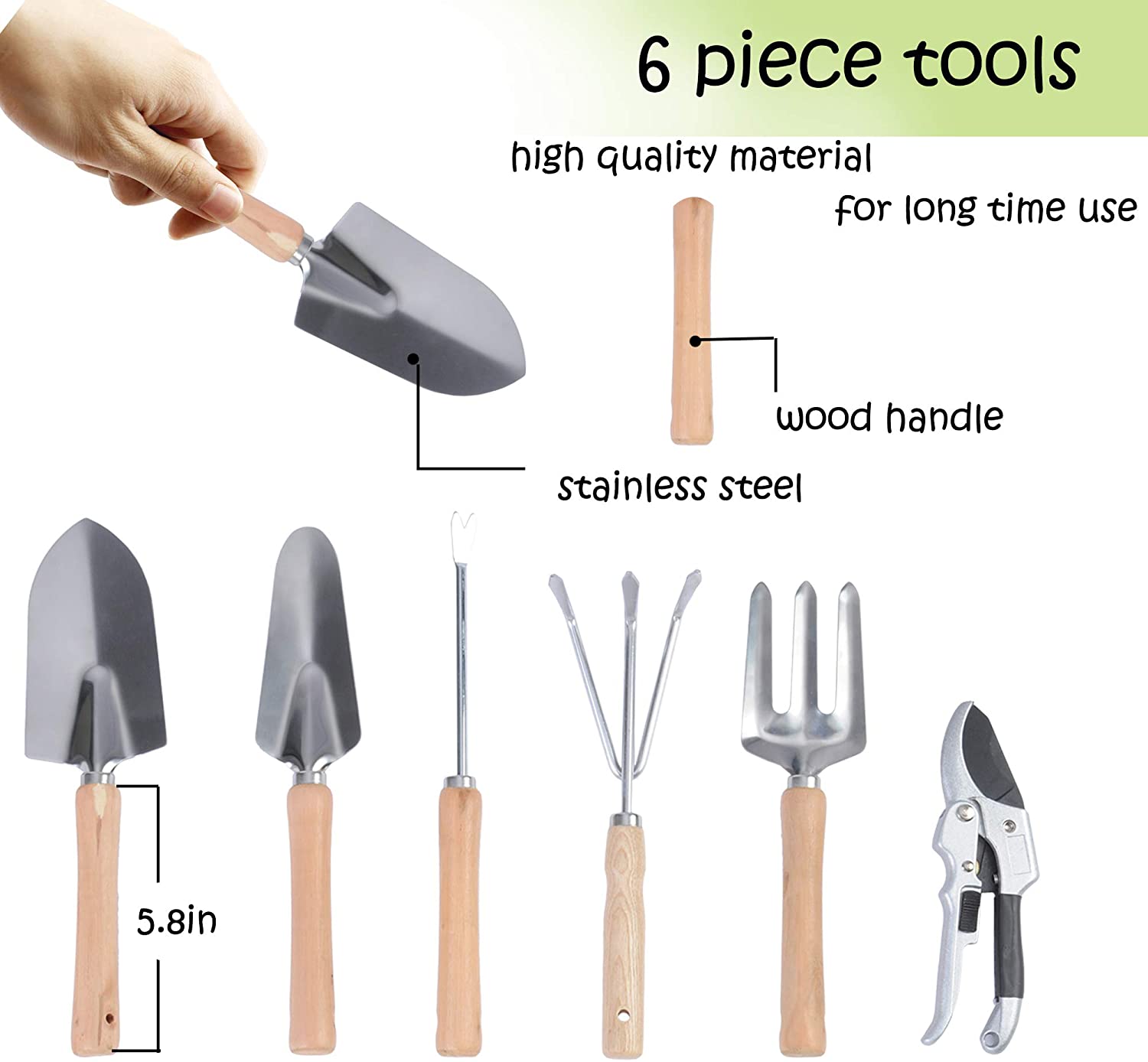 Garden Tool Set 9 Piece Heavy Duty Gardening Tools with Ergonomic Wooden Handle Sturdy Stool with Detachable Tool Kit Perfect for Different Kinds of Gardening