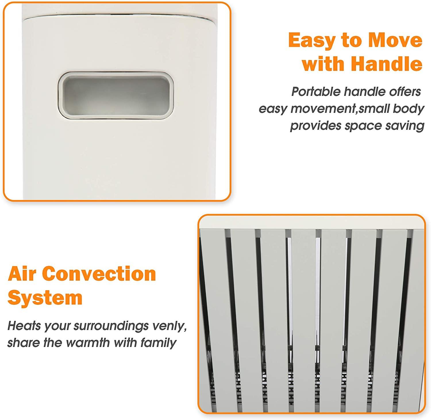 LUCKYERMORE 1000W Electric Space Heater with Silent Portable Adjustable Thermostat, 3 Heat Settings Convector Heater