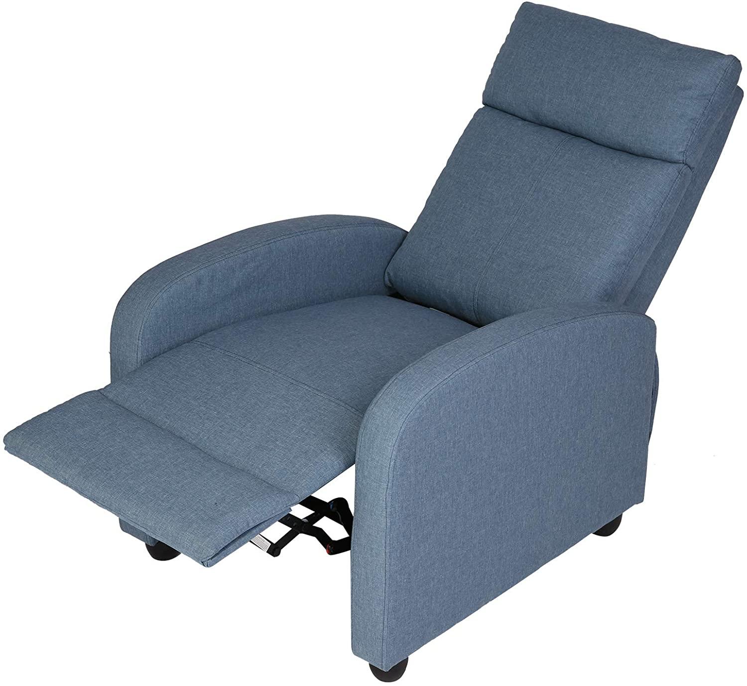 Adjustable Fabric Recliner Chair Ergonomic Recliner Sofa Easy Assemble Padded Seat Assemble w/Thick Cushion & Backrest Modern for Living Room Home Theater Bedroom