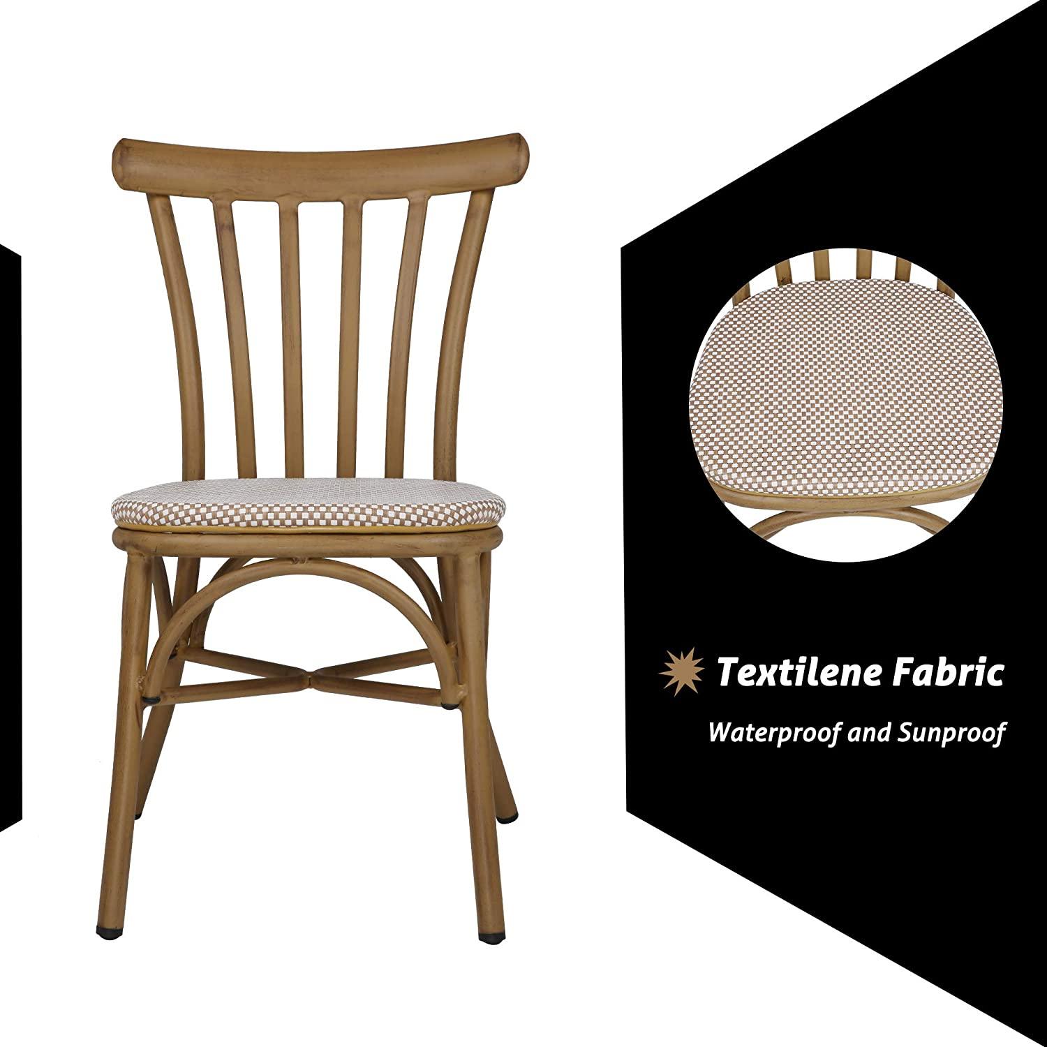 LUCKYERMORE Set of 2 Modern Dining Chairs with Aluminum Frame and Textile Fabric, Comb Back