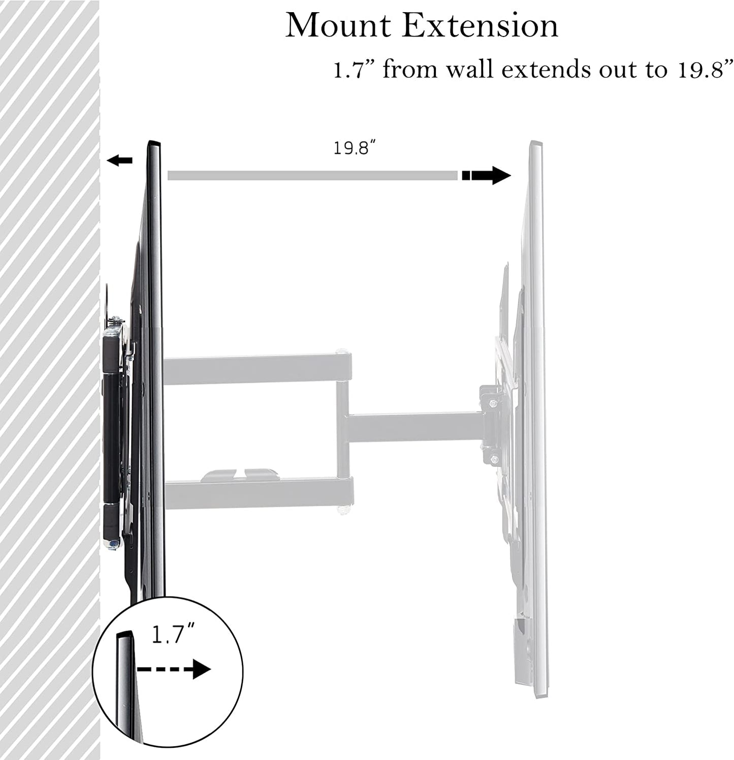 Full Motion TV Wall Mount for 23”-55” Flat Screen TVs, Monitor with Swivel Articulating Arms, up to VESA 400x400mm and 66 lbs