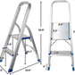 2 Step Ladder Aluminum Folding Step Stool with 330lbs Capacity Anti-Slip Pedal