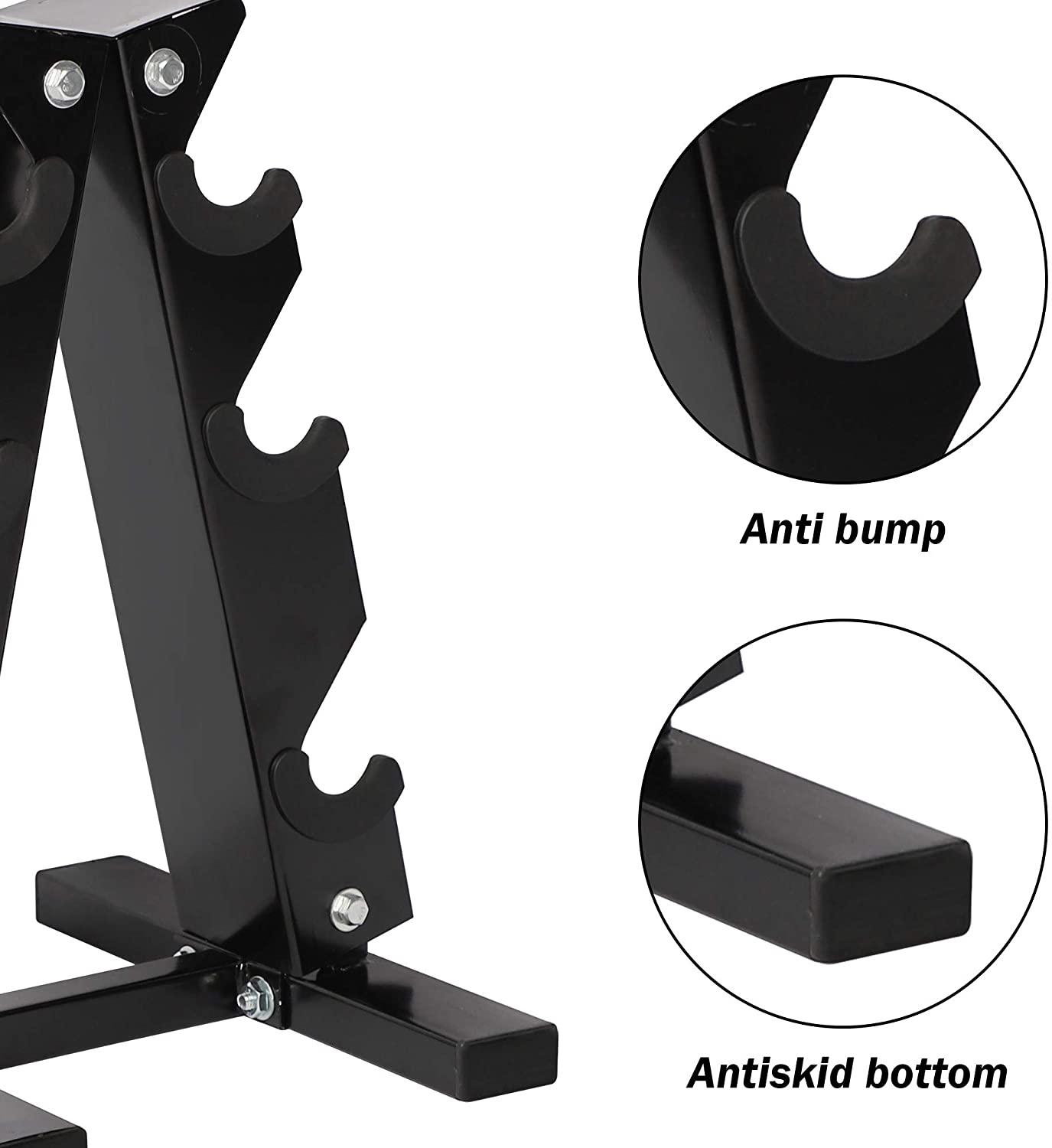 A-Frame Dumbbell Rack Stand Compact 3 Tier Free Weight Steel Dumbbell Storage Bracket for Home Gym (Black) - Luckyermore