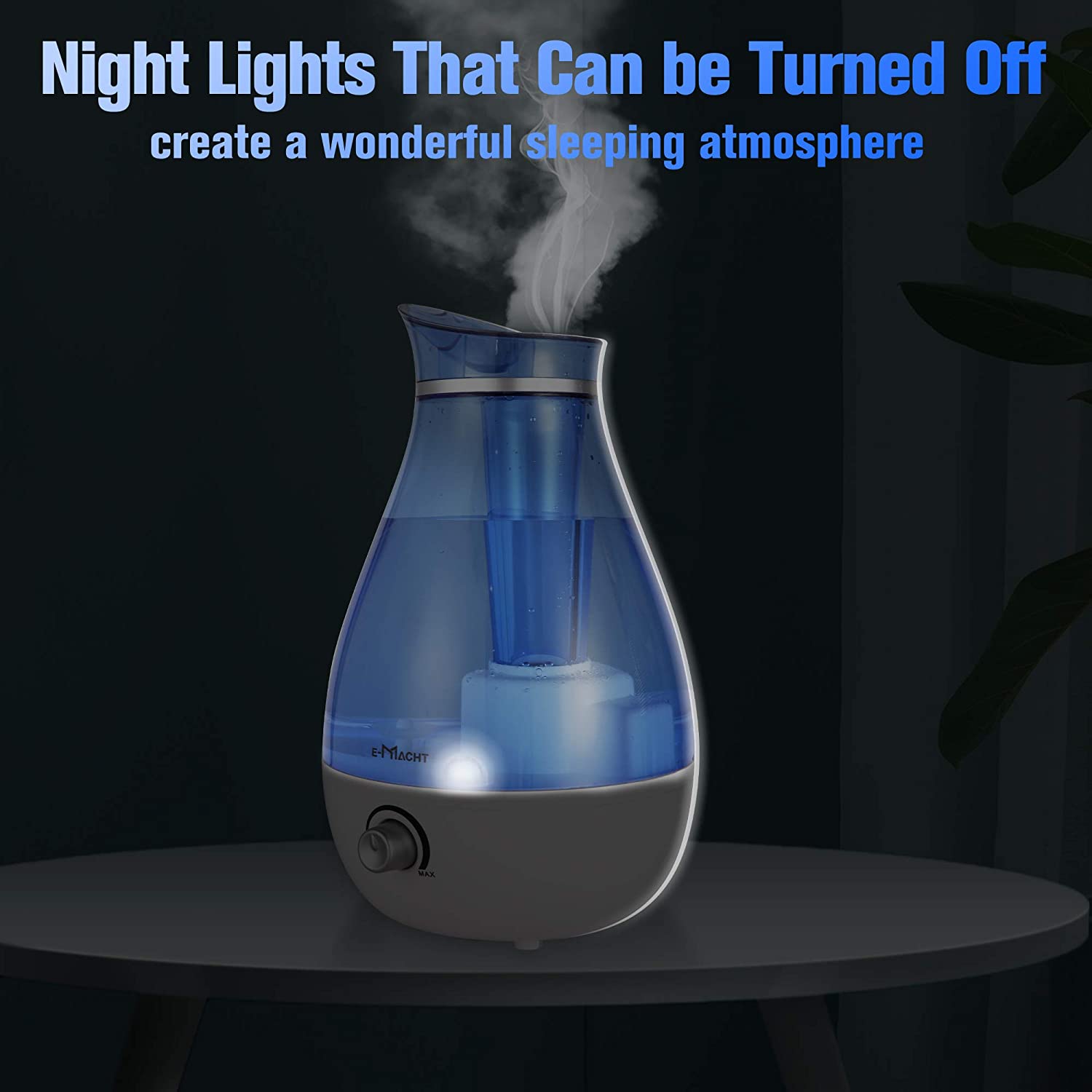 Humidifiers for Bedroom Quiet Ultrasonic Cool Mist Humidifier 2.5L with Auto Shut-Off, Night Light and Adjustable Mist Output,Less Than 30dB,Blue