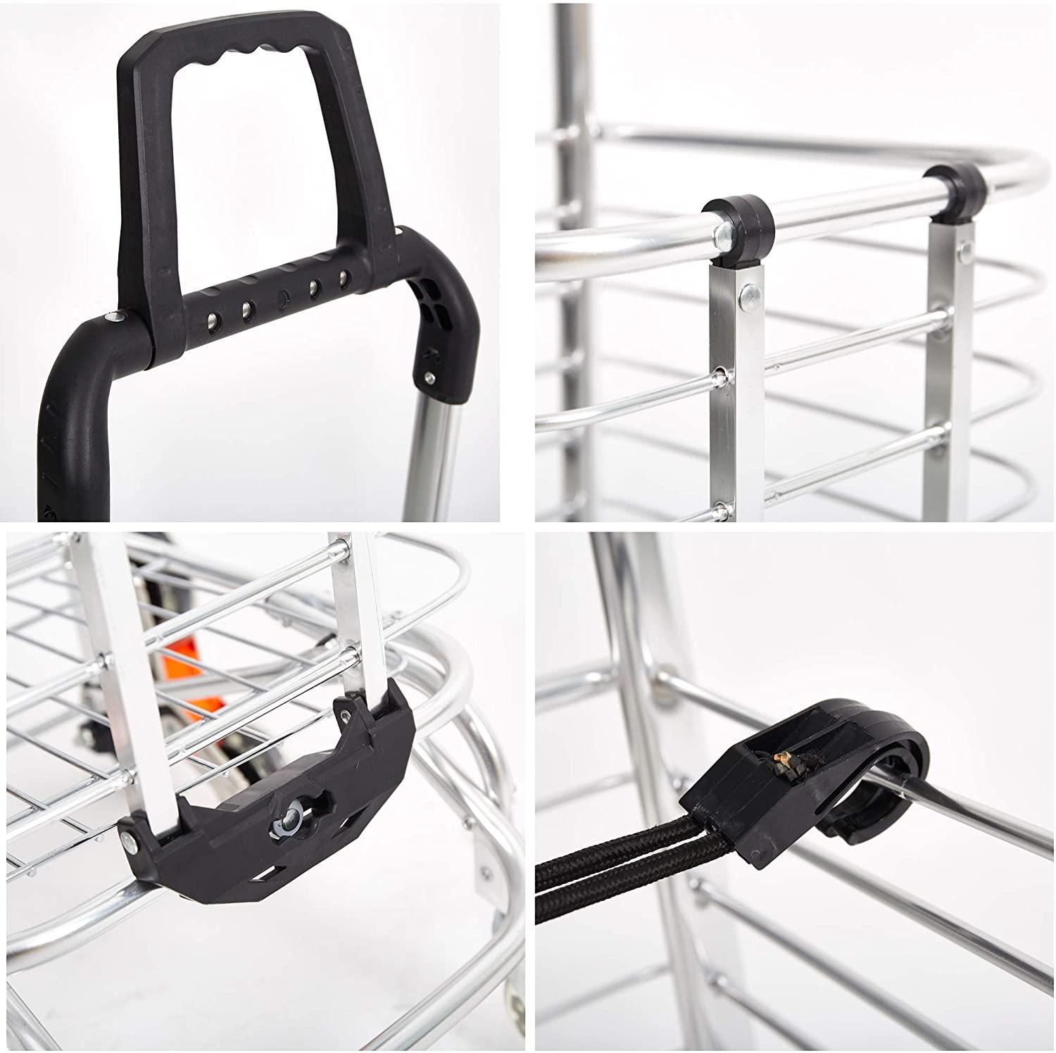 2 in 1 Folding Stair Climbing Shopping Cart Collapsible Portable Grocery Utility Dolly Hand Cart with Rolling Wheels - Luckyermore