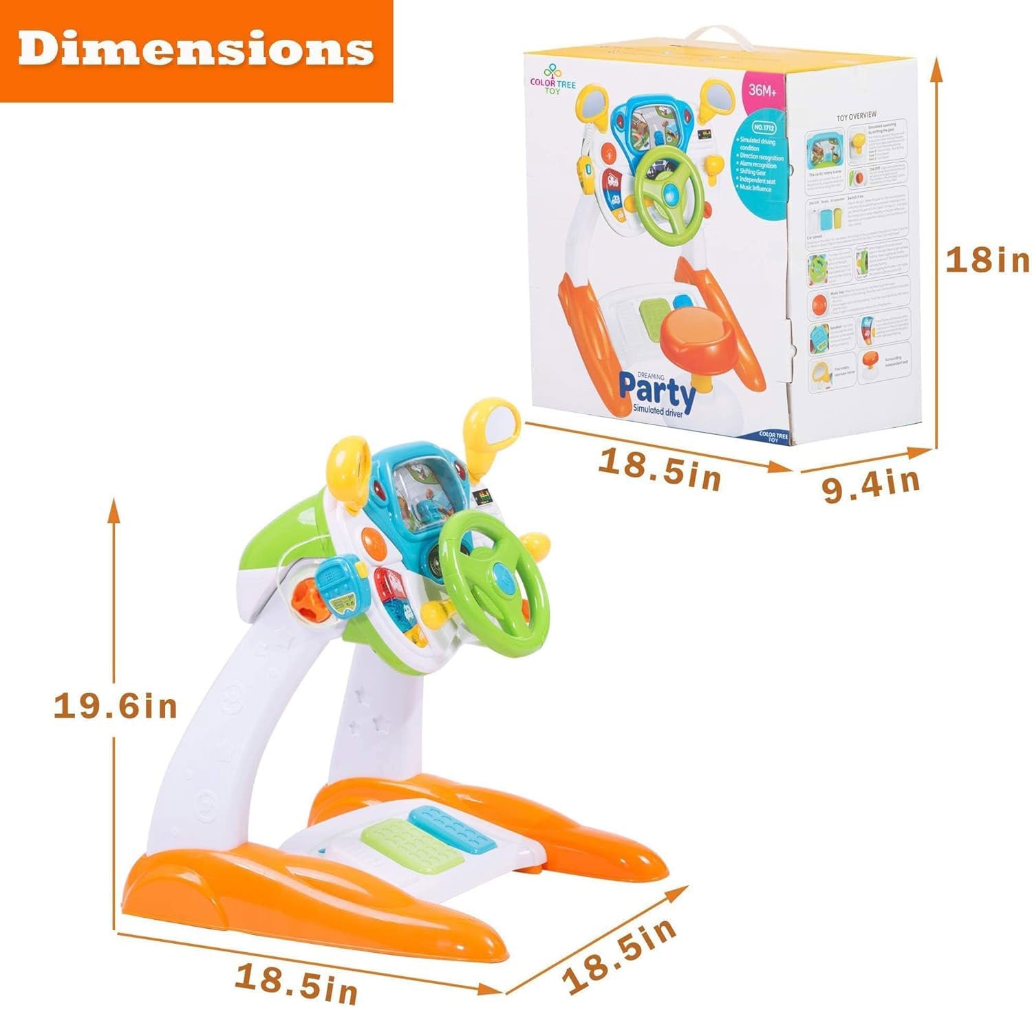 Kids Pretend Ride on Toy Steering Wheel Driving Car Simulate Toys for Toddlers - Luckyermore