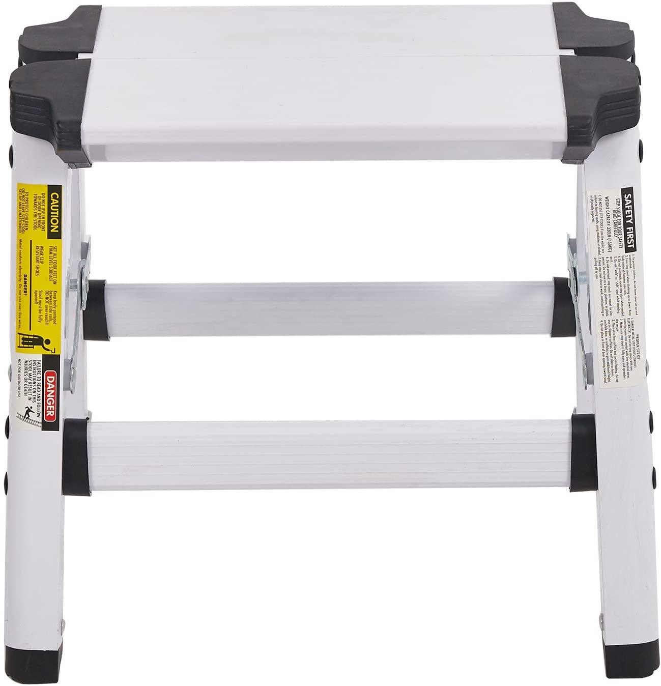 LUCKYERMORE 2 Step Stool Folding Small 2 Step Ladder Compact Lightweight Aluminum, 12"