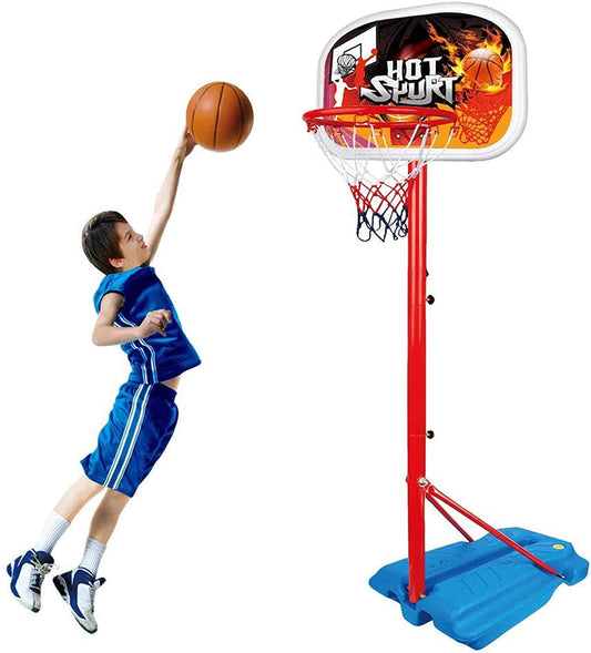 Kids Basketball Hoop Stand Set Adjustable Height with 6”Ball & Net Play Sport Games for Toddlers Boys Girls Children Indoors Outdoors Toys
