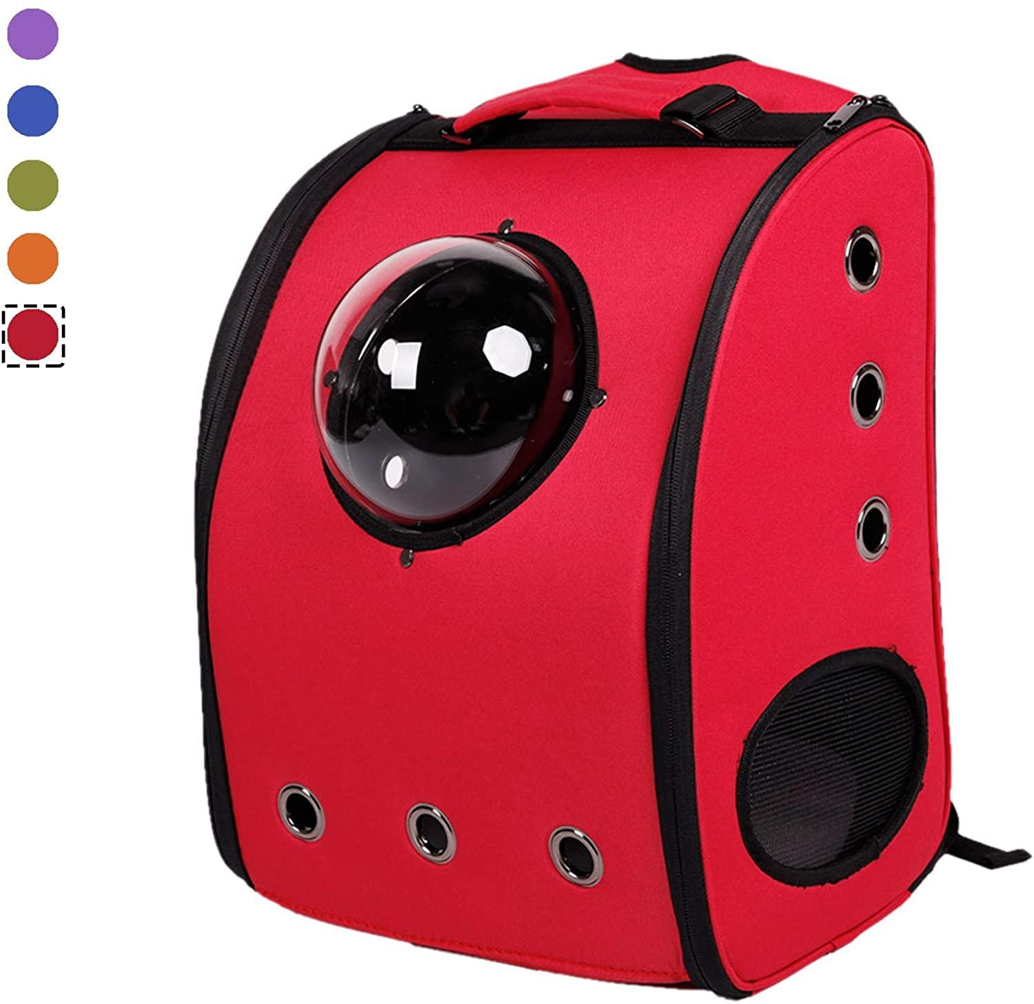 Dog Cat Carrier Backpack Pet Travel Bag Bubble Window Soft Airline Approved for Puppy Kitty, 5 Color - Luckyermore