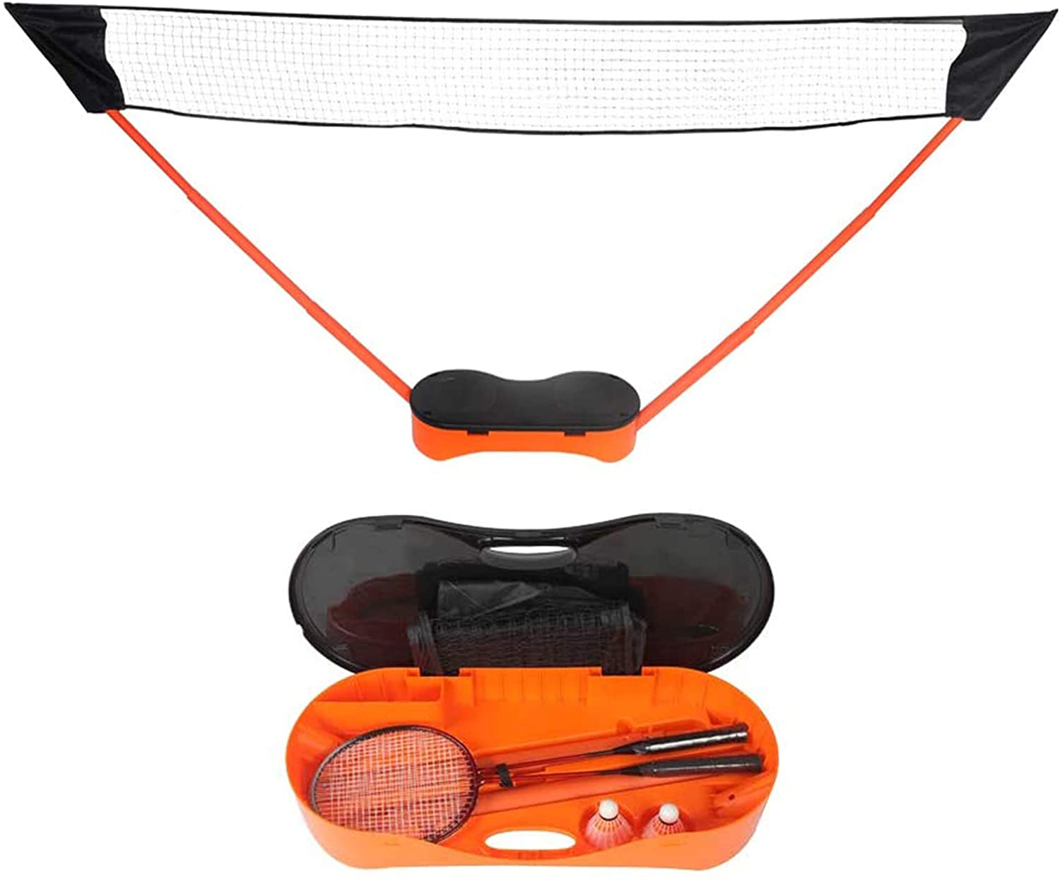 Portable Badminton Net Set Storage Box Base with 2 Battledores 2 Shuttlecocks Large 10x5 Feet Net for Ball Games Outdoor Team Sports