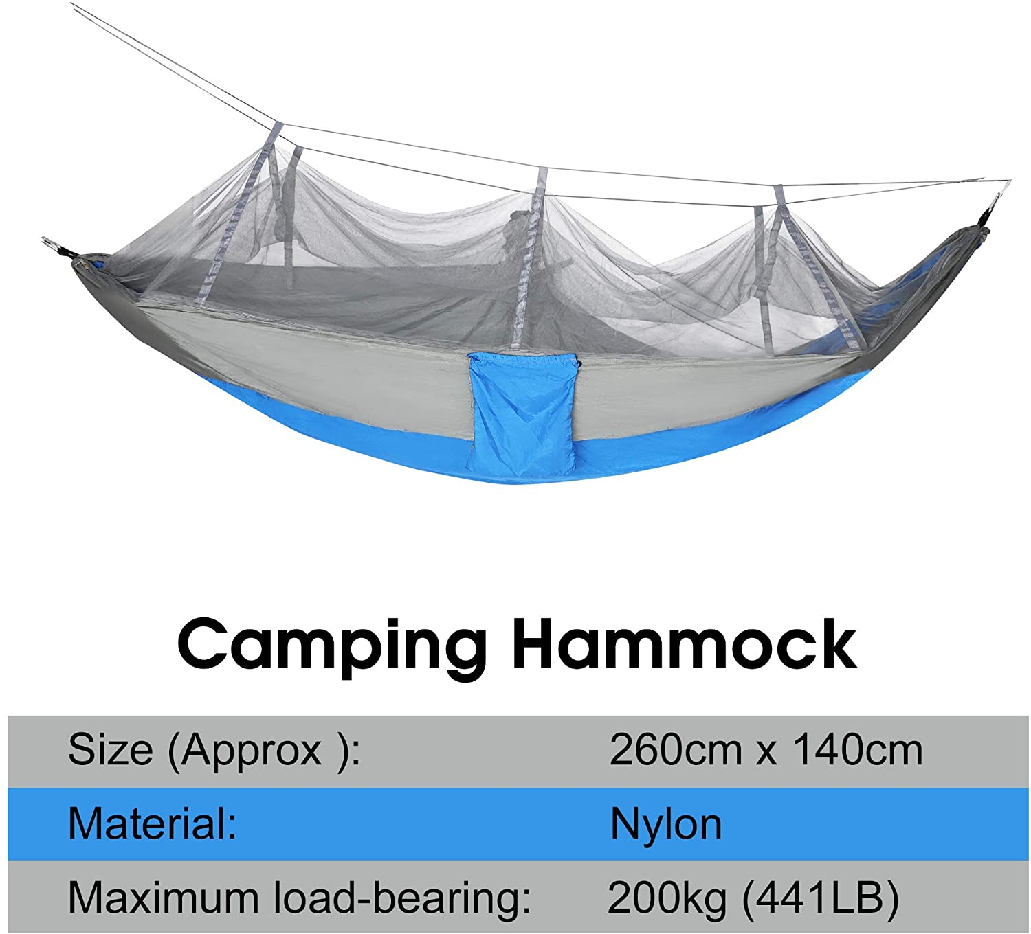 Camping Hammock with Net Mosquito Lightweight Nylon Fabric Travel Hammock，for Men Women Kids