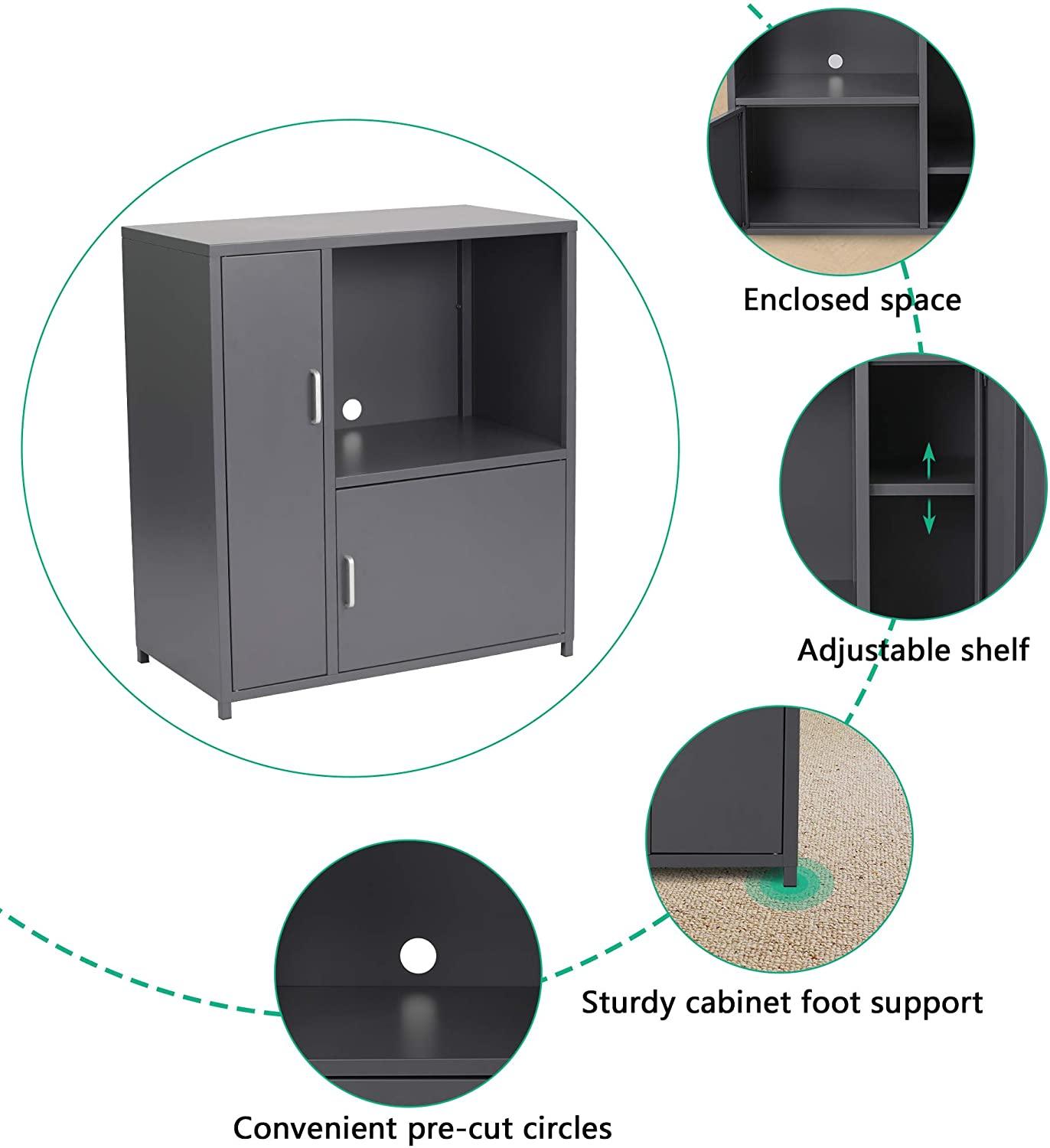 Microwave/Coffee Maker Storage Cabinet Adjustable Shelf Large Capacity Cabinet Multifunctional Utility Cabinet for Home and Office - Luckyermore
