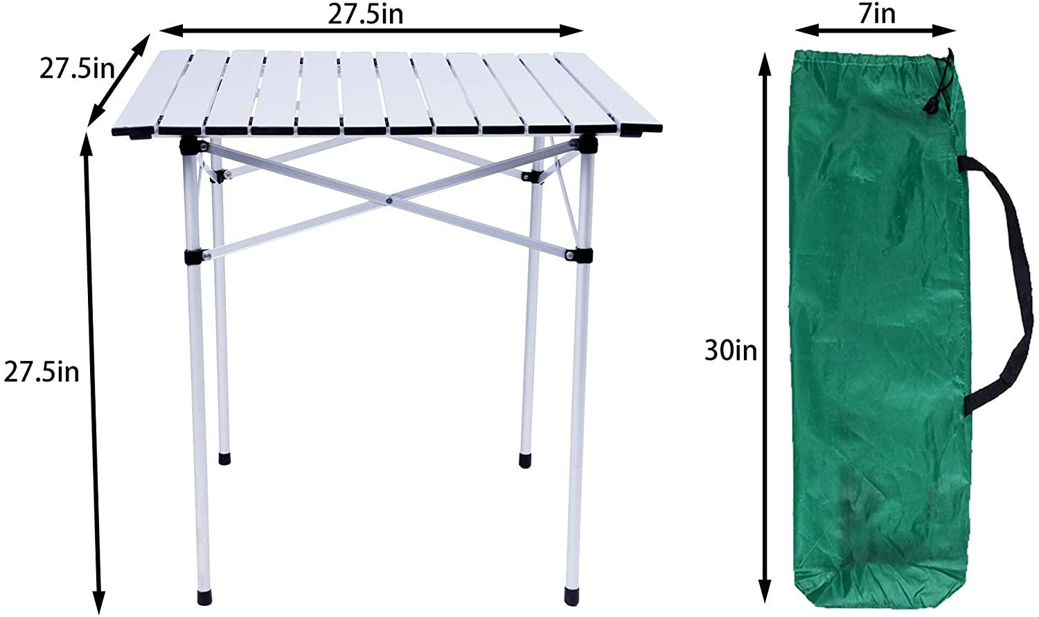 Aluminum Camping Table Lightweight Portable Outdoor Picnic Table with Roll Up Top Carrying Bag for Picnic Beach BBQ Party Traveling Hiking - Luckyermore