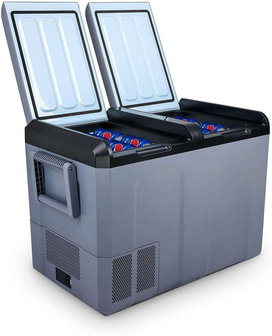 12 Volt Refrigerator 55Qt Portable Freezer 6.8°F to 68°F LCD Display & Shockproof, Portable Fridge for Truck, Van, RV Road Trip, Outdoor, Camping, Picnic, BBQ, Patio