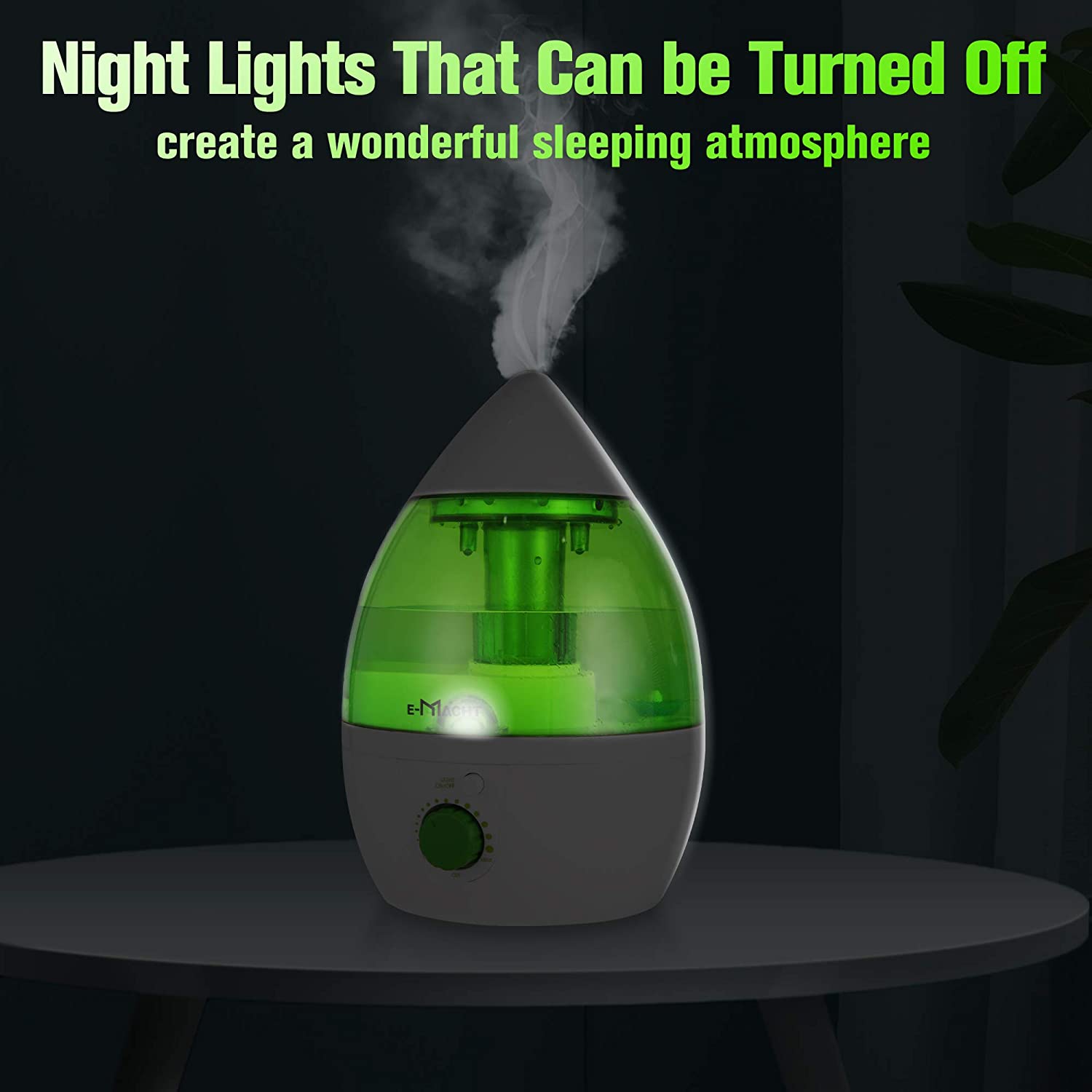 Humidifiers for Bedroom Quiet Ultrasonic Cool Mist Humidifier 1.1L with Auto Shut-Off and Night Light Function Adjustable Mist Output, Less Than 30dB,Green - Luckyermore