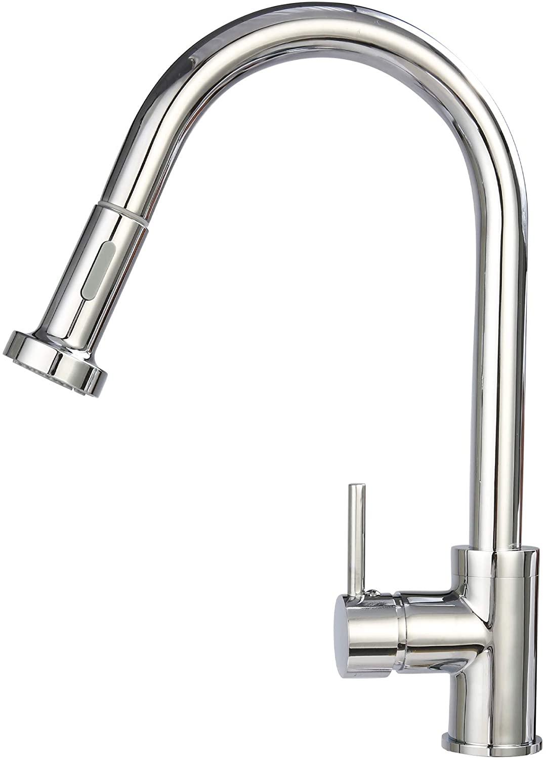 Commercial Kitchen Faucet with Pull Down Sprayer, High Arc Stainless Steel, 360 Swivel Single Handle Single Hole Spring Sink Faucet, Chrome