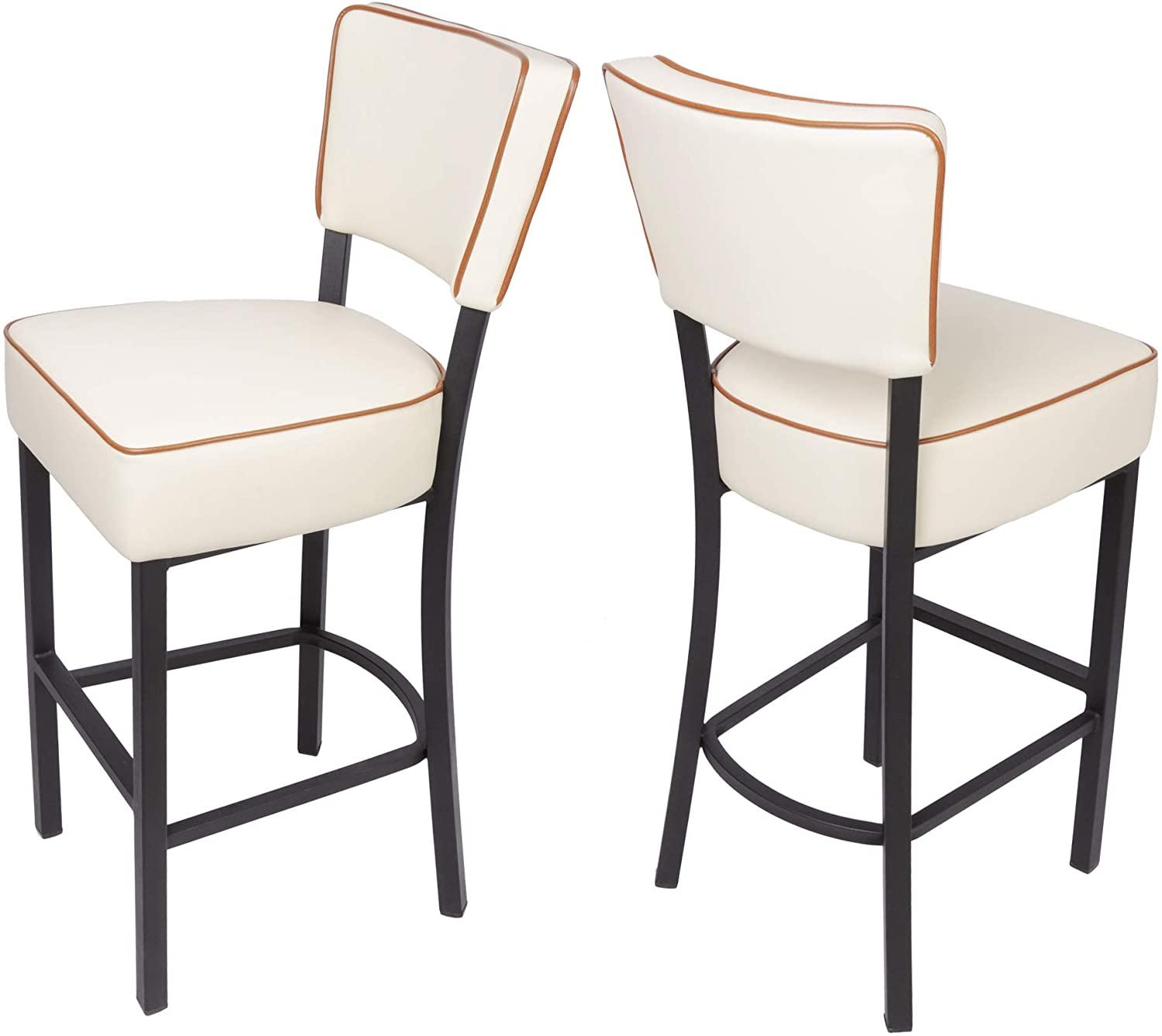 30” Bar Stools Set of 2 Kitchen Chairs Counter Pub Height Leather Modern Breakfast Dining Chairs Home Furniture, Beige