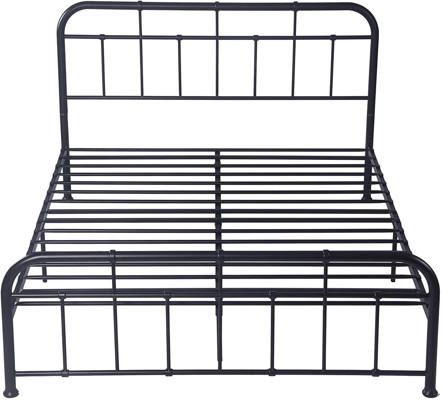 Platform Bed Frame Queen 11 Inch Upholstered Headbord Wood Slat Support Metal Frame Heavy Duty Bed Frame for Bedroom,No Box Spring Needed