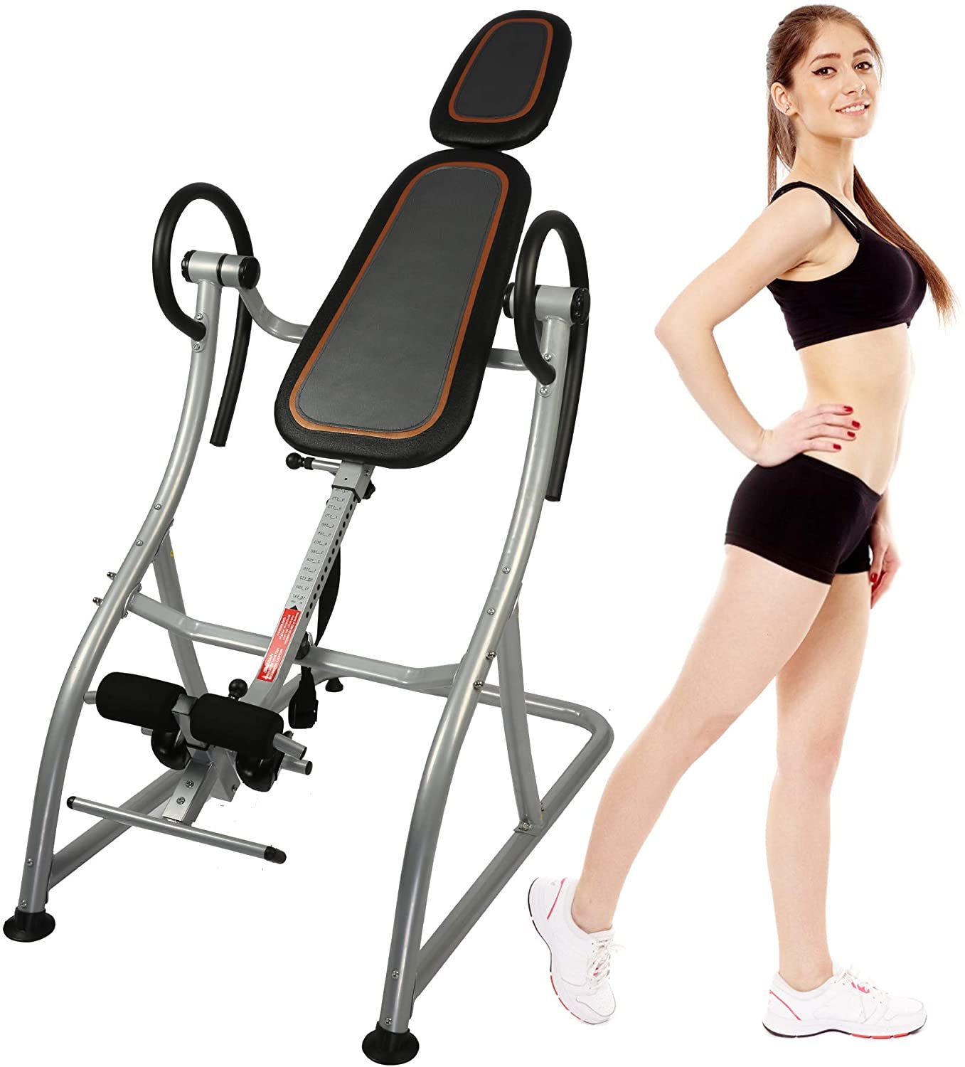 Heavy Duty Inversion Table 58-78 Inches Adjustable Pain Therapy Training with Protective Belt Support up to 330LBS
