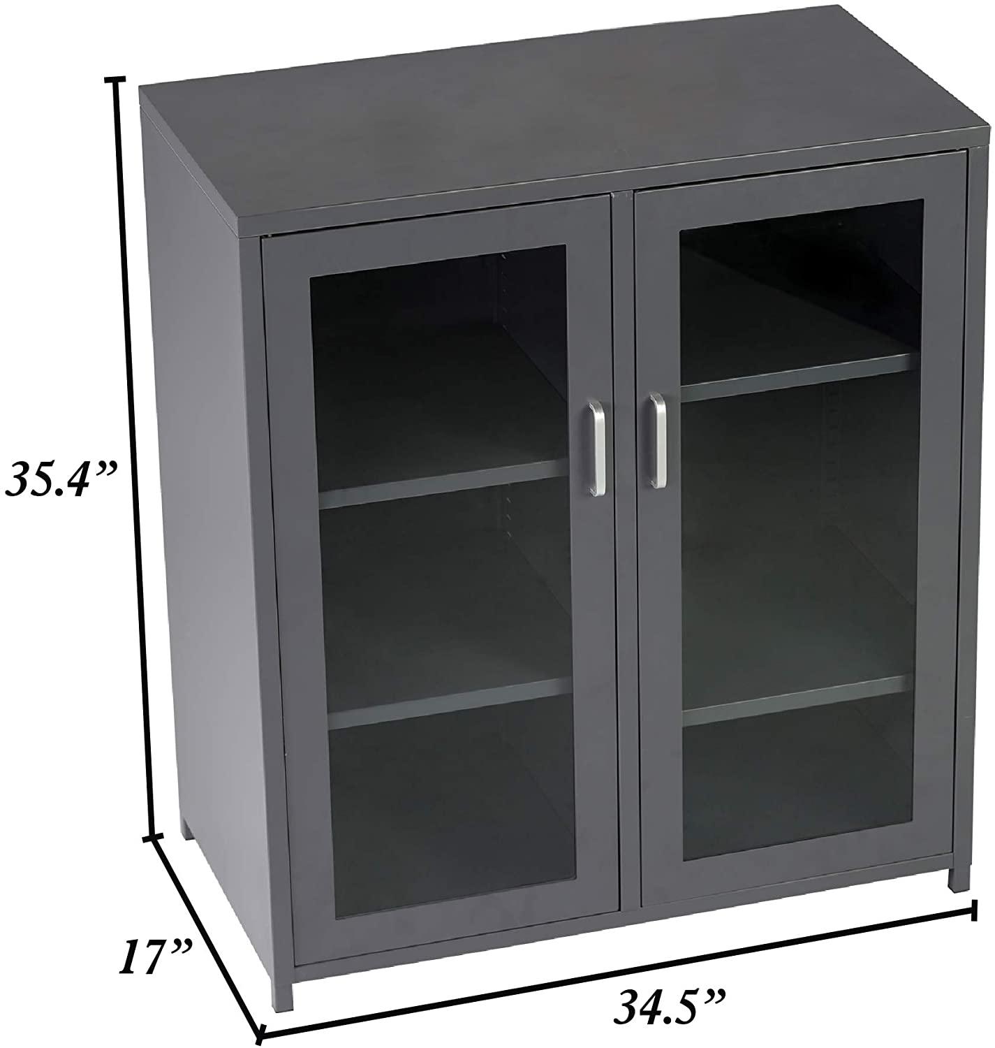 Storage Sideboard Cabinet Sturdy and Durable Floor Storage Cabinet with 4 Adjustable Shelves，Suitable for Living Room Corridor Kitchen Bathroom - Luckyermore