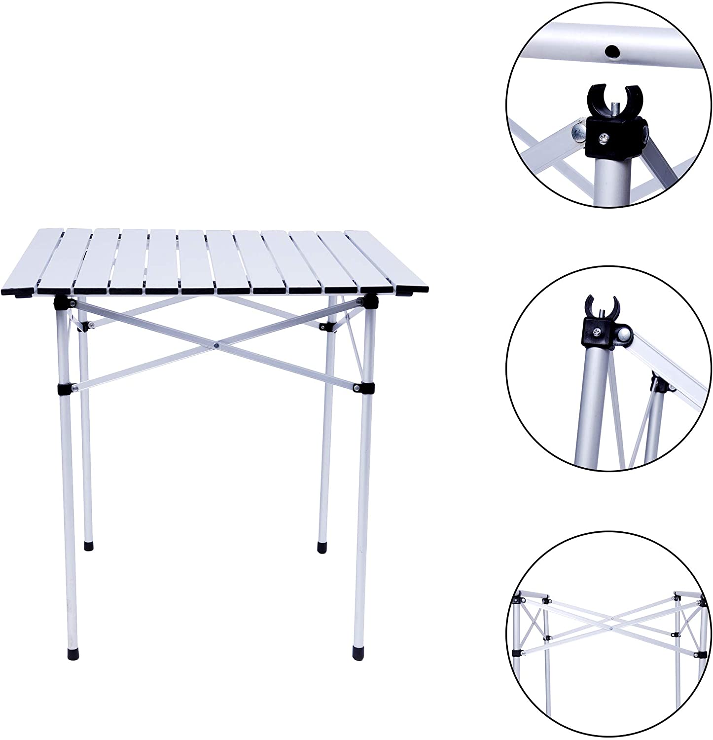 Aluminum Camping Table Lightweight Portable Outdoor Picnic Table with Roll Up Top Carrying Bag for Picnic Beach BBQ Party Traveling Hiking