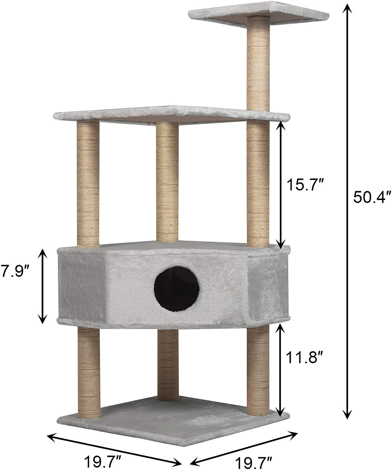 Condo Pet Furniture Multi-Level Kitten Activity Tower Play House with Sisal Scratching Posts Perch (Style 8)