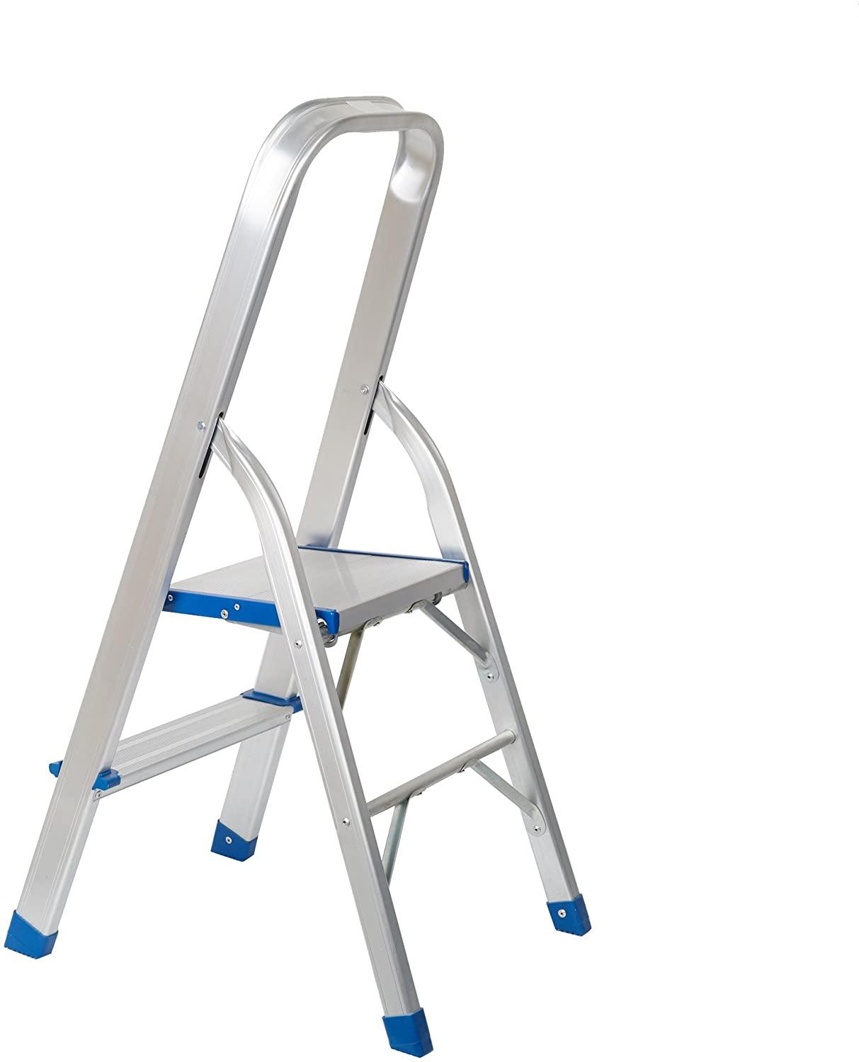 2 Step Ladder Aluminum Folding Step Stool with 330lbs Capacity Anti-Slip Pedal