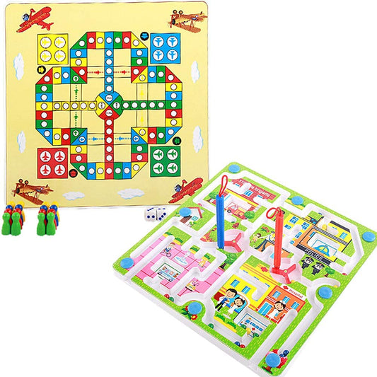 Magnetic Maze for Family Kids 3 and Up 2-Sided Board Game Maze Puzzles,Traffic Maze & Flying Chess
