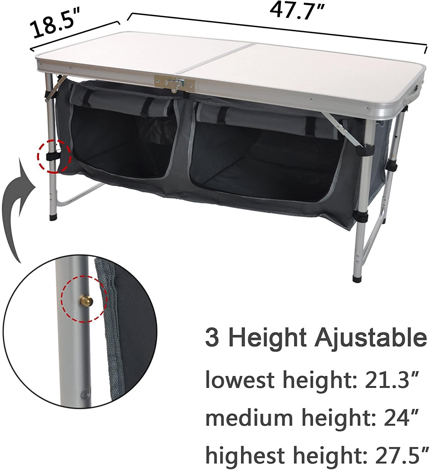Outdoor Folding Camp Table Suitcase Lightweight Height Adjustable Portable Foldable Picnic Table - Luckyermore