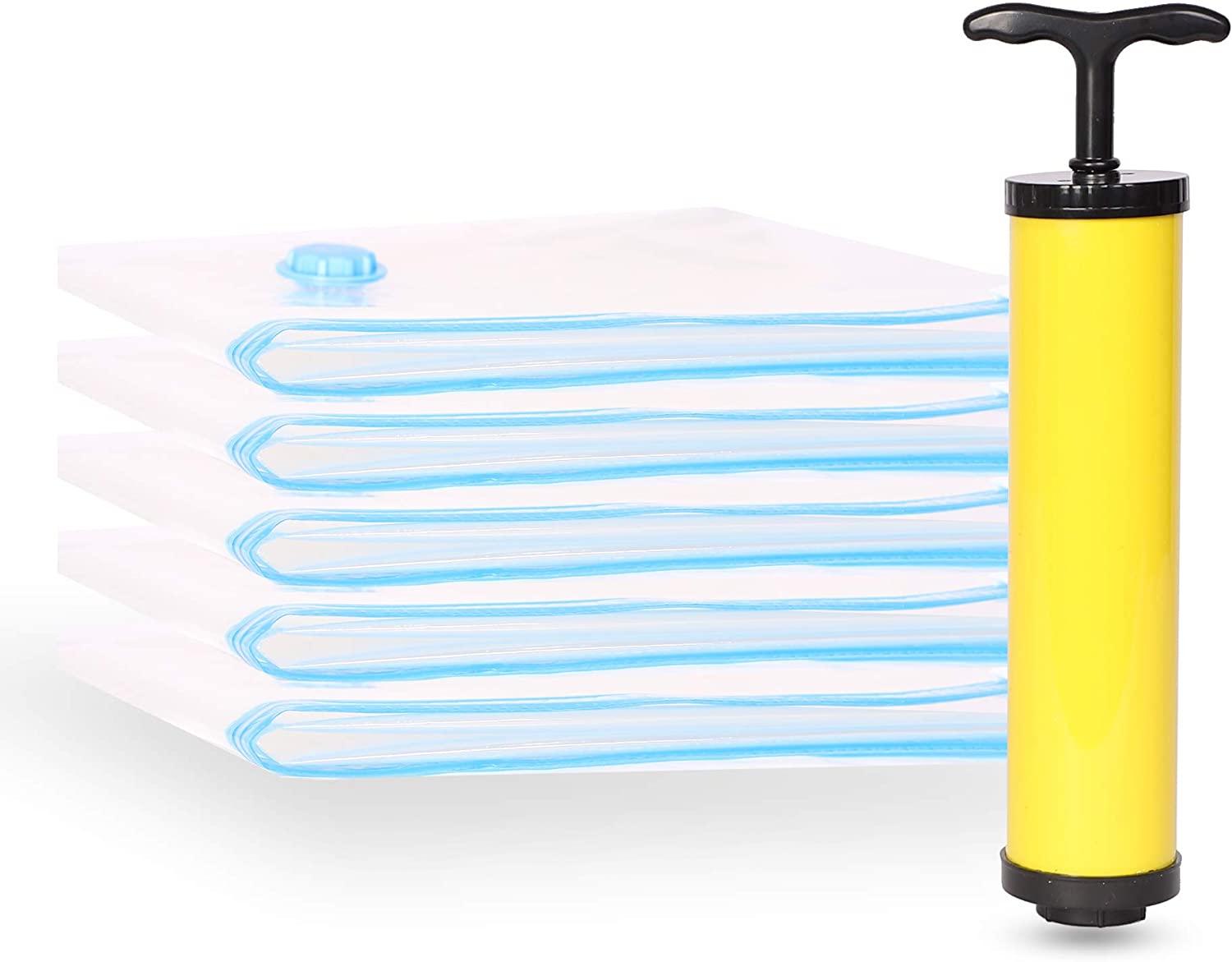 Vacuum Seal Bags Space-Saving Vacuum Storage Bags Includes 8 Compression Bags and Manual Pump,Small 19.7"x27.6 - Luckyermore