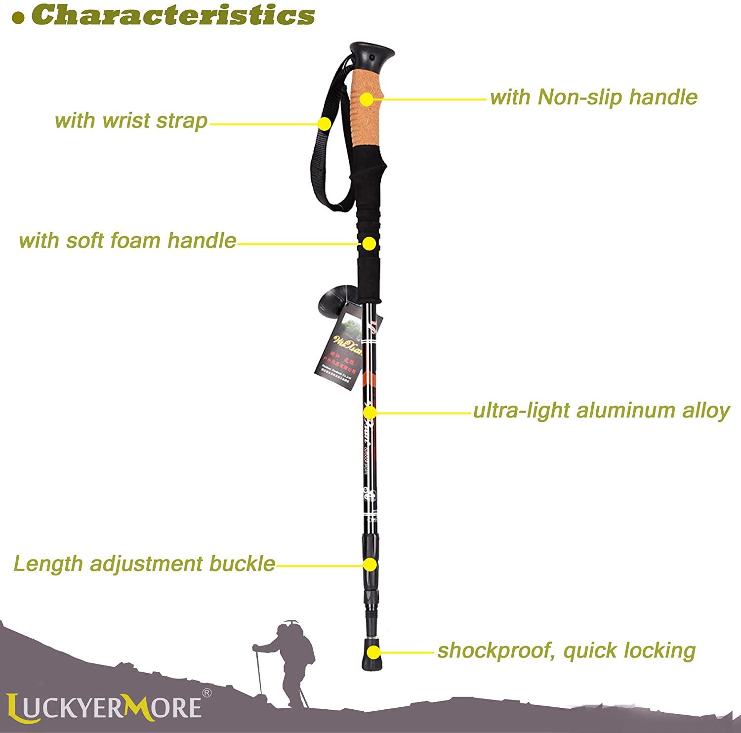 2 Pack Trekking Poles Collapsible Climbing Stick - Luckyermore