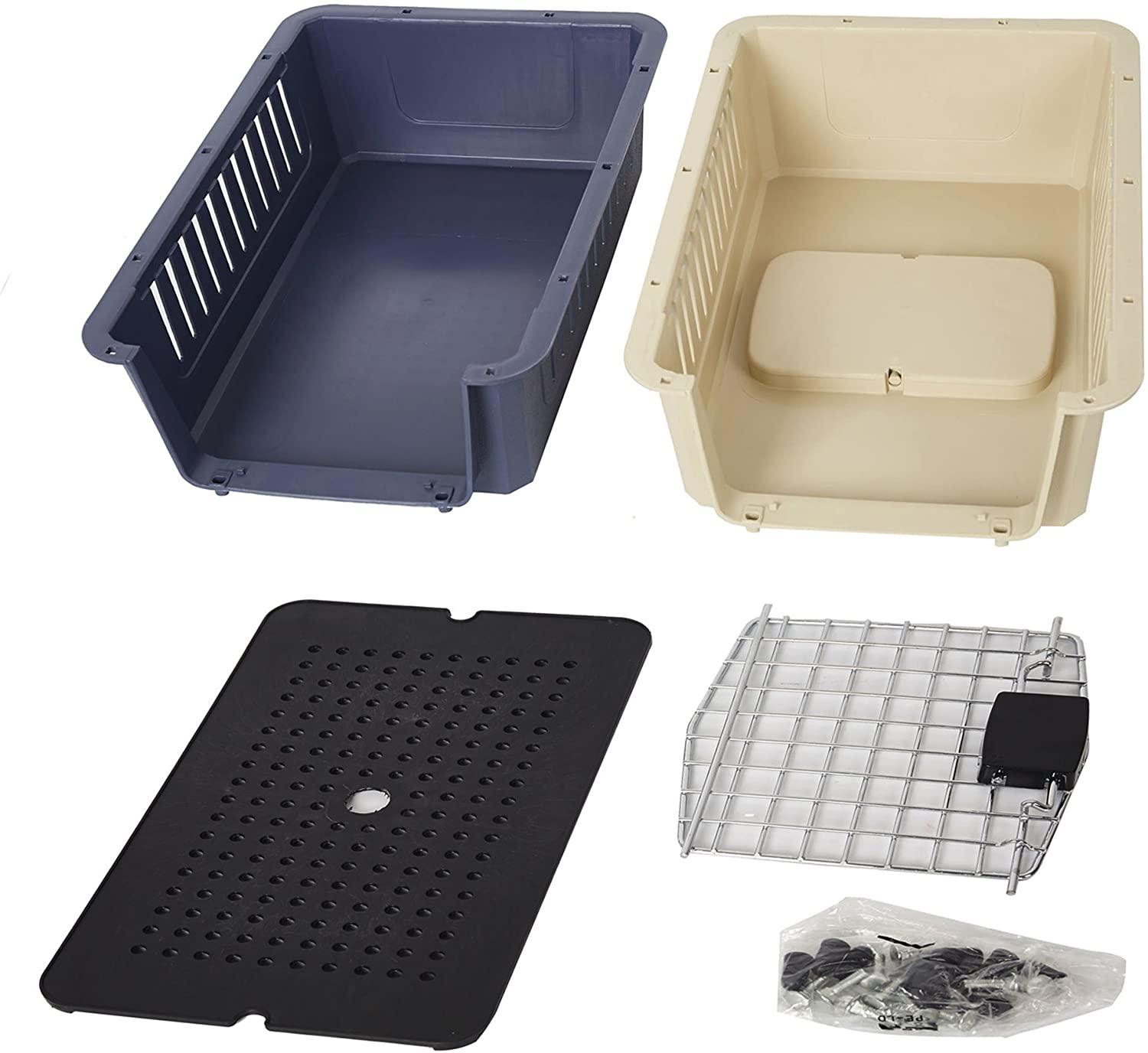 Medium Plastic Cat & Dog Carrier Cage Portable Pet Box Airline Approved Outdoor Kennel Car Travel Box, Blue - Luckyermore