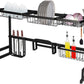 2 Tier Dish Rack, Above Sink Shelf, Weight Up to 88 pounds, W/Utensils Holder, Premium Stainless Steel, (Sink size<33.6in) Space Saver, for Bow, knife, Chopsticks, Space Organizer, Black