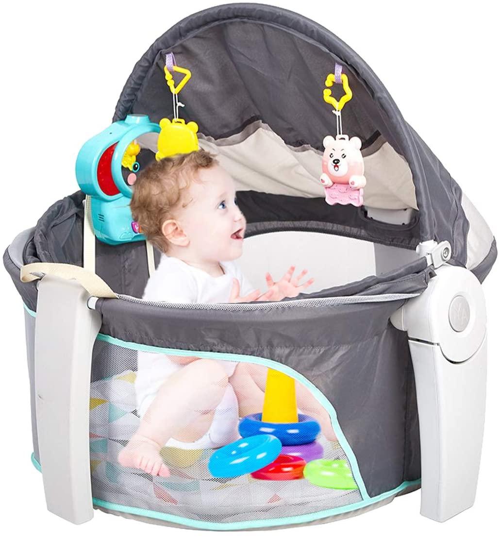 Travel Infant Bed Foldable Portable Baby Activity Center Combines Crib, Playpen and Game Room - Luckyermore