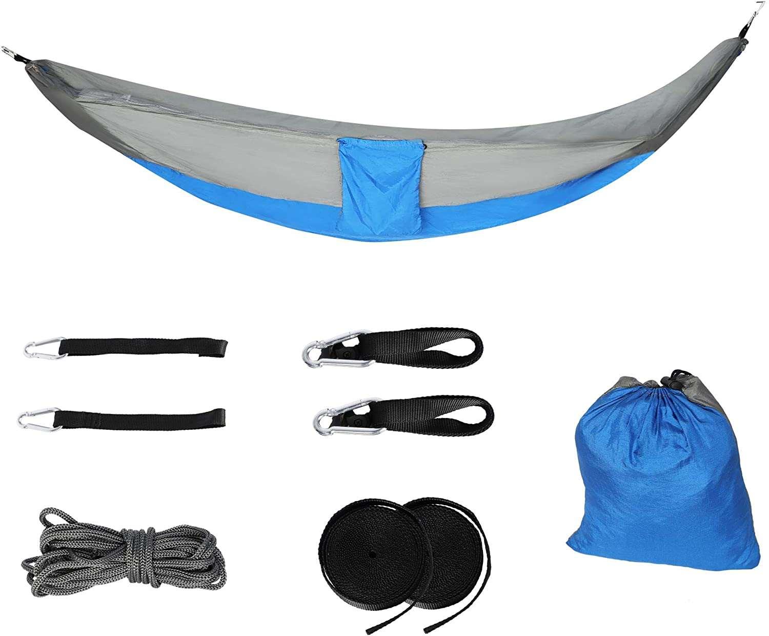 Camping Hammock with Net Mosquito Lightweight Nylon Fabric Travel Hammock，for Men Women Kids