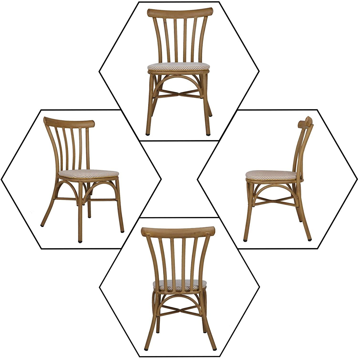 LUCKYERMORE Set of 2 Modern Dining Chairs with Aluminum Frame and Textile Fabric, Comb Back