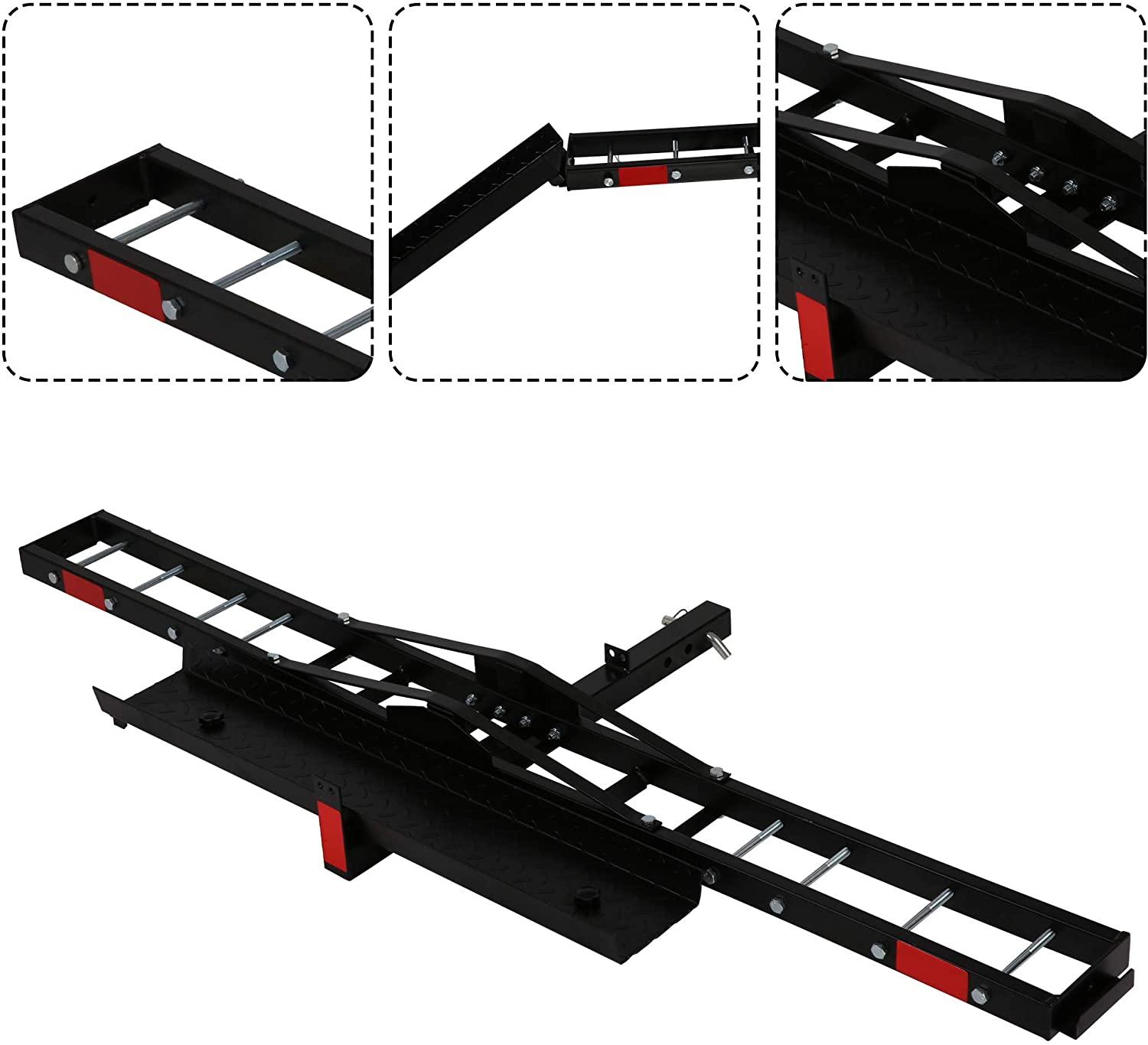 Motorcycle Rack Motorcycle Scooter Carrier Hauler Hitch Mount Rack with Loading Ramp Fit 2" Receiver of Cars, SUVs and Vans