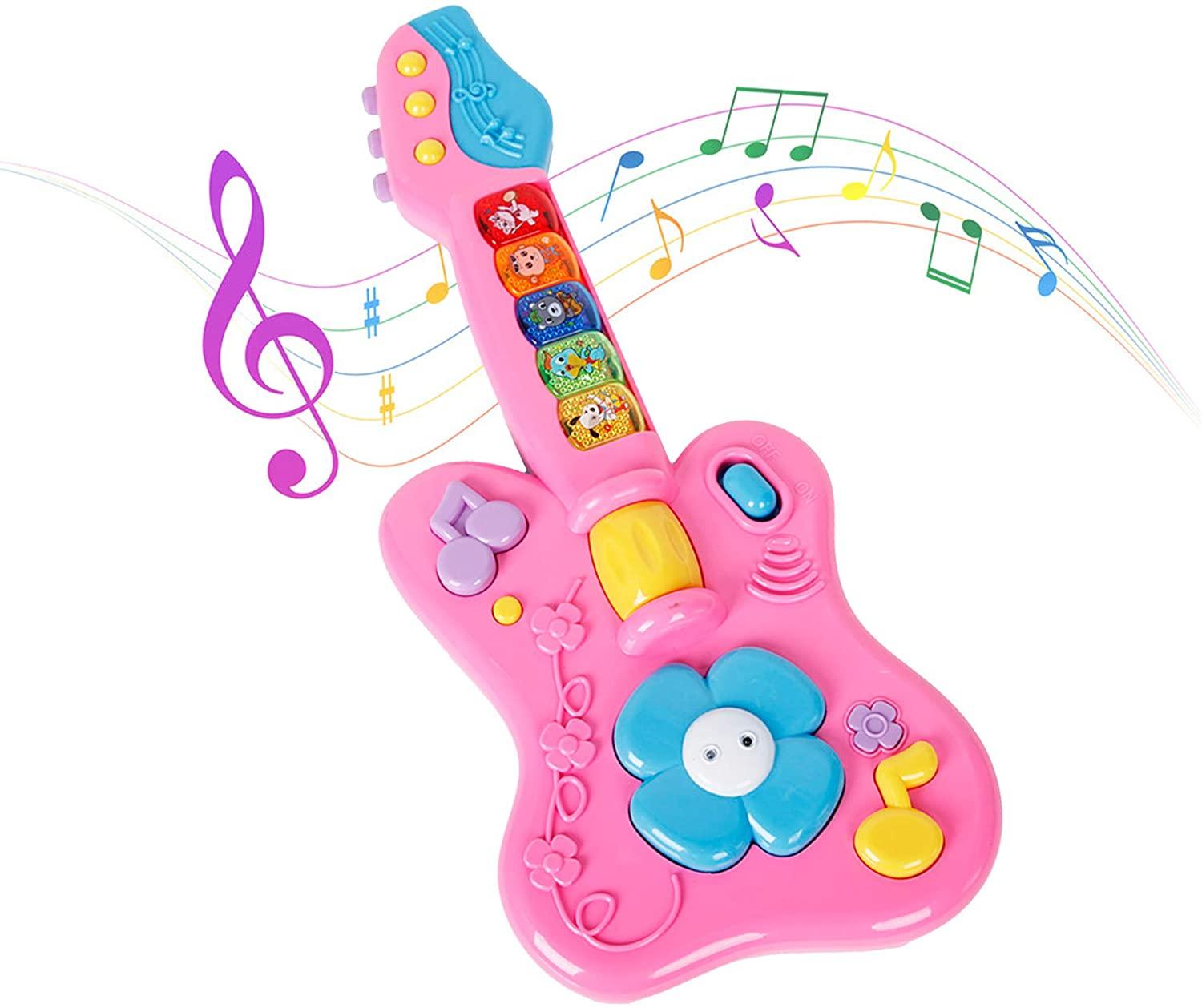 Guitar Toys for Toddler - Musical Instruments with Light and Music - Kids Preschool Early Education Play Toy for Boys Girls - Ages 12 Months and Up - Luckyermore