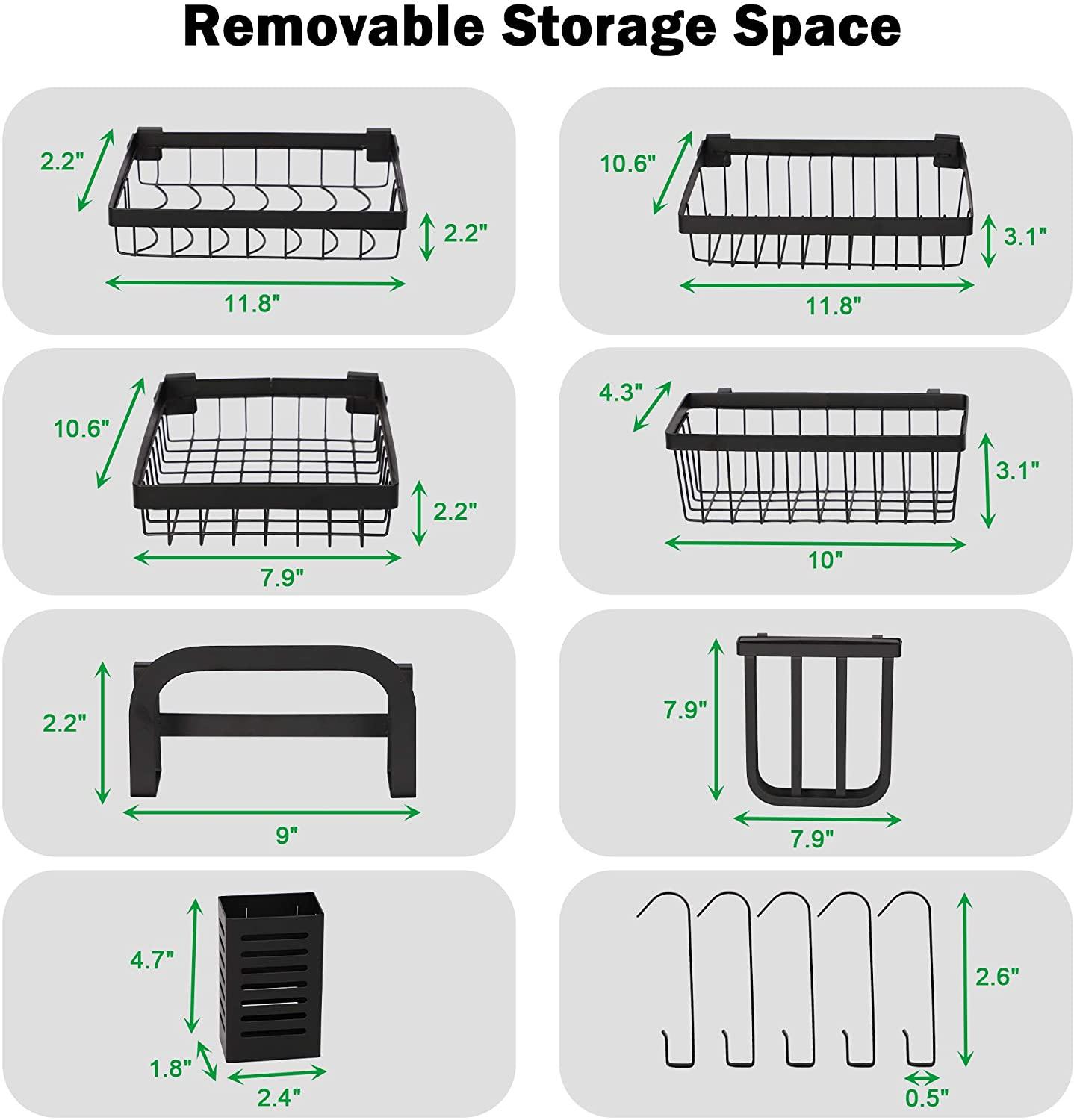 2 Tier Dish Rack, Above Sink Shelf, Weight Up to 88 pounds, W/Utensils Holder, Premium Stainless Steel, (Sink size<33.6in) Space Saver, for Bow, knife, Chopsticks, Space Organizer, Black