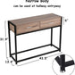 Entryway Console Table Hallway with 2 Drawers Wooden Metal Narrow Sofa Table with Two Storage Compartments Brown