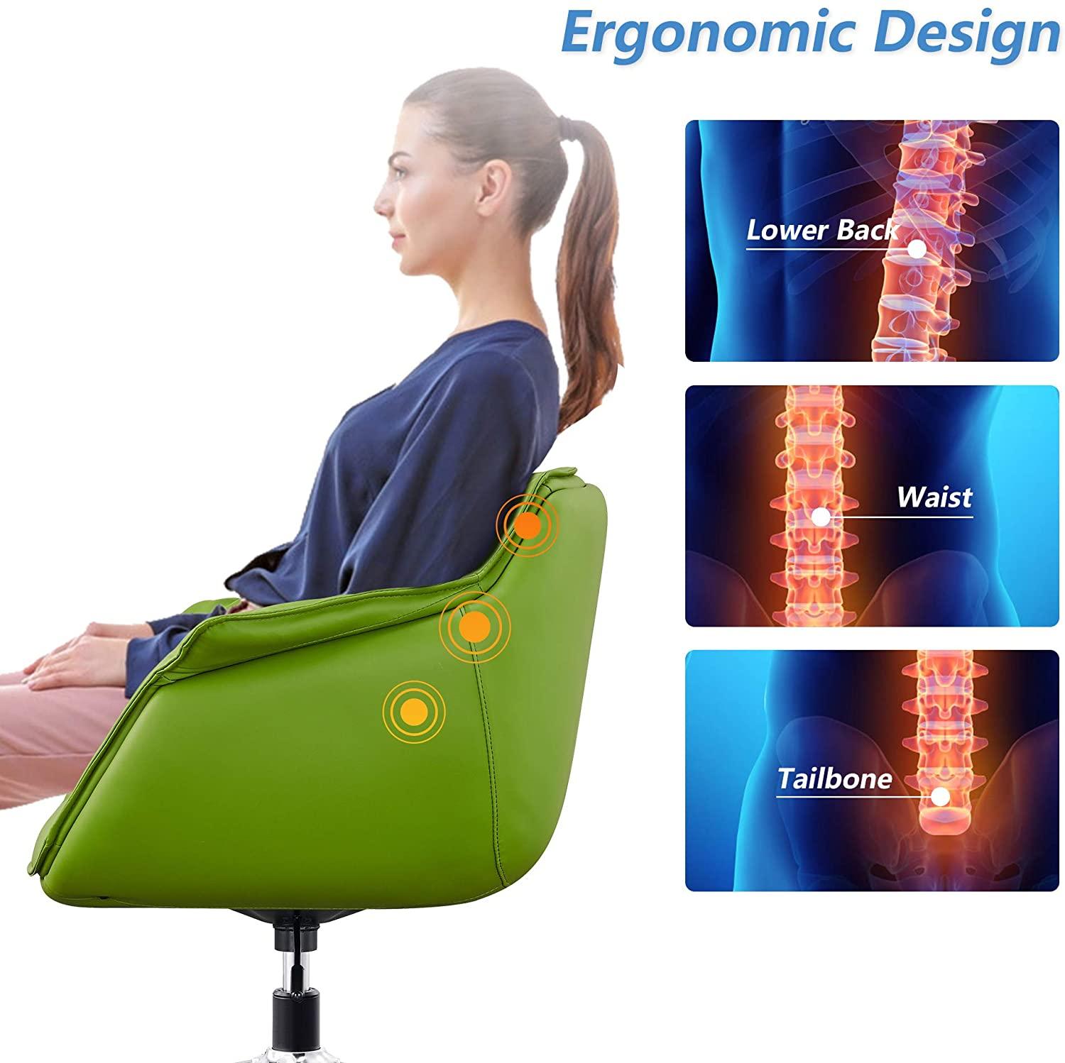 Office Chair for Home Adjustable Height Swivel PU Upholstered Modern Office Chair, Green - Luckyermore