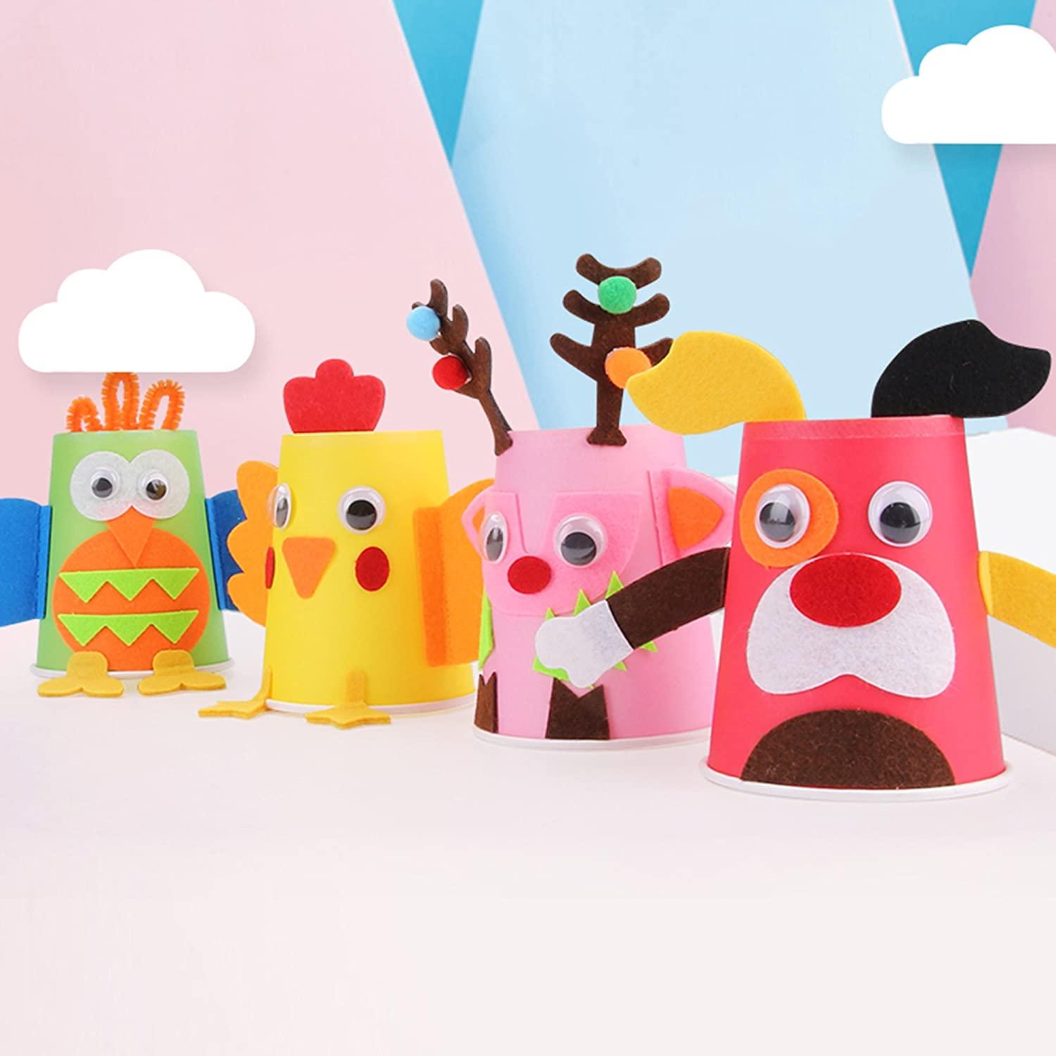 Mobee Felt Paper Cup Sticker DIY Craft Kits Paper Art Training Early Educatioanl Playing Toys Kids - Luckyermore