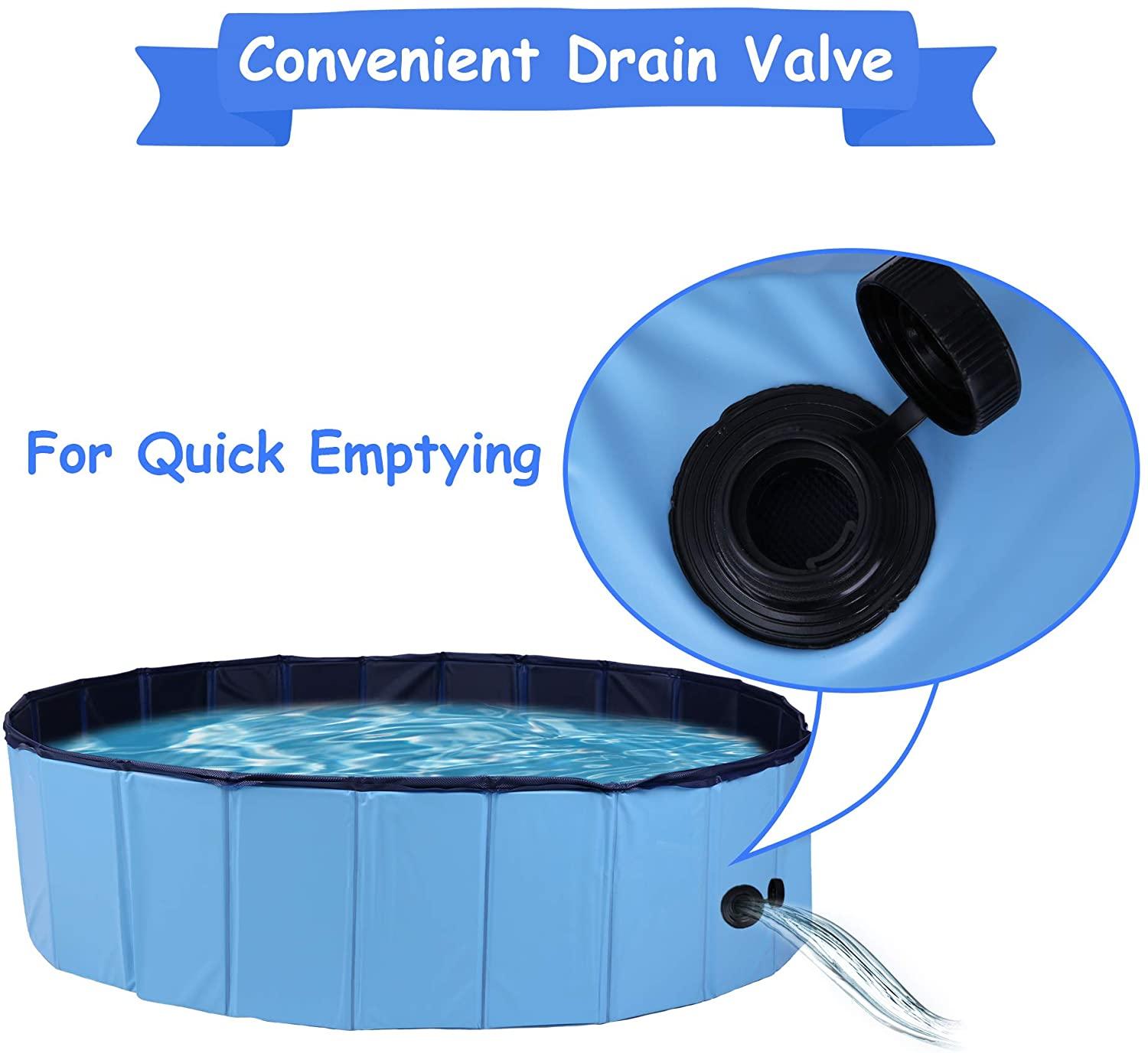 Foldable Dog Pet Swimming Pool Slip-Resistant PVC Kiddie Pool Collapsible Bathing Tub - Luckyermore