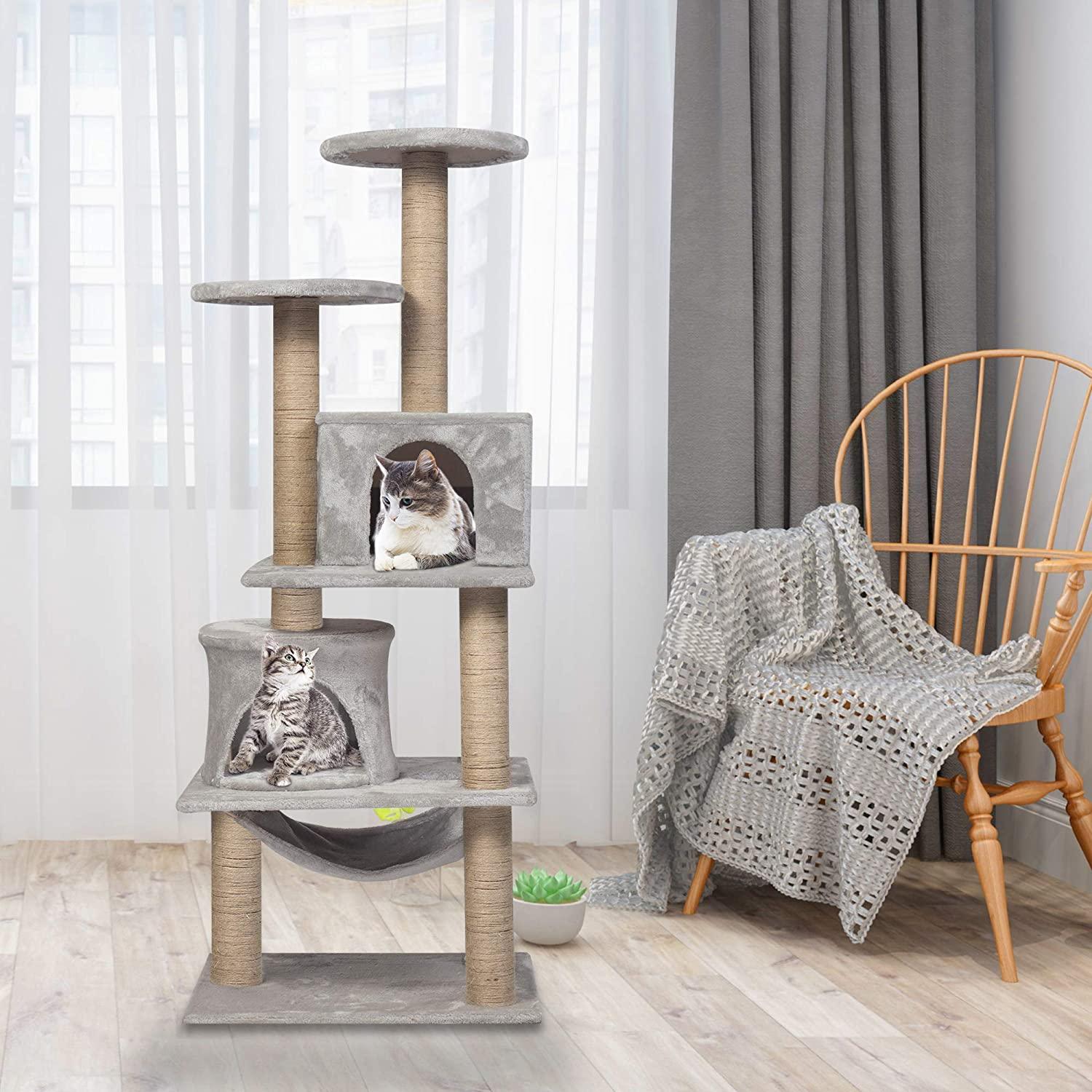 Condo Pet Furniture Multi-Level Kitten Activity Tower Play House with Sisal Scratching Posts Perch - Luckyermore